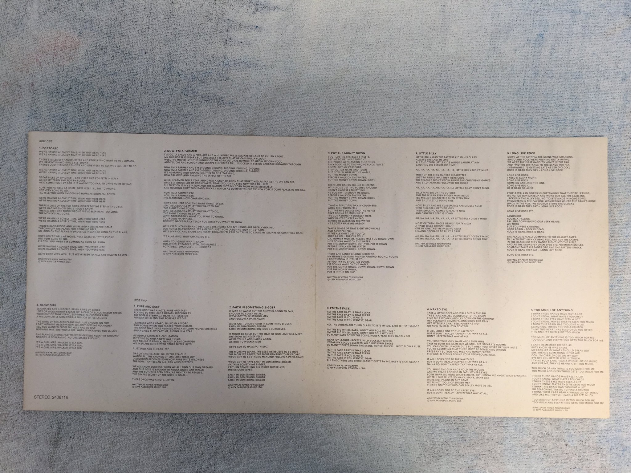 Omslagsbild för skivan The Who odds and sods LP -74 Ger TRACK 2406116