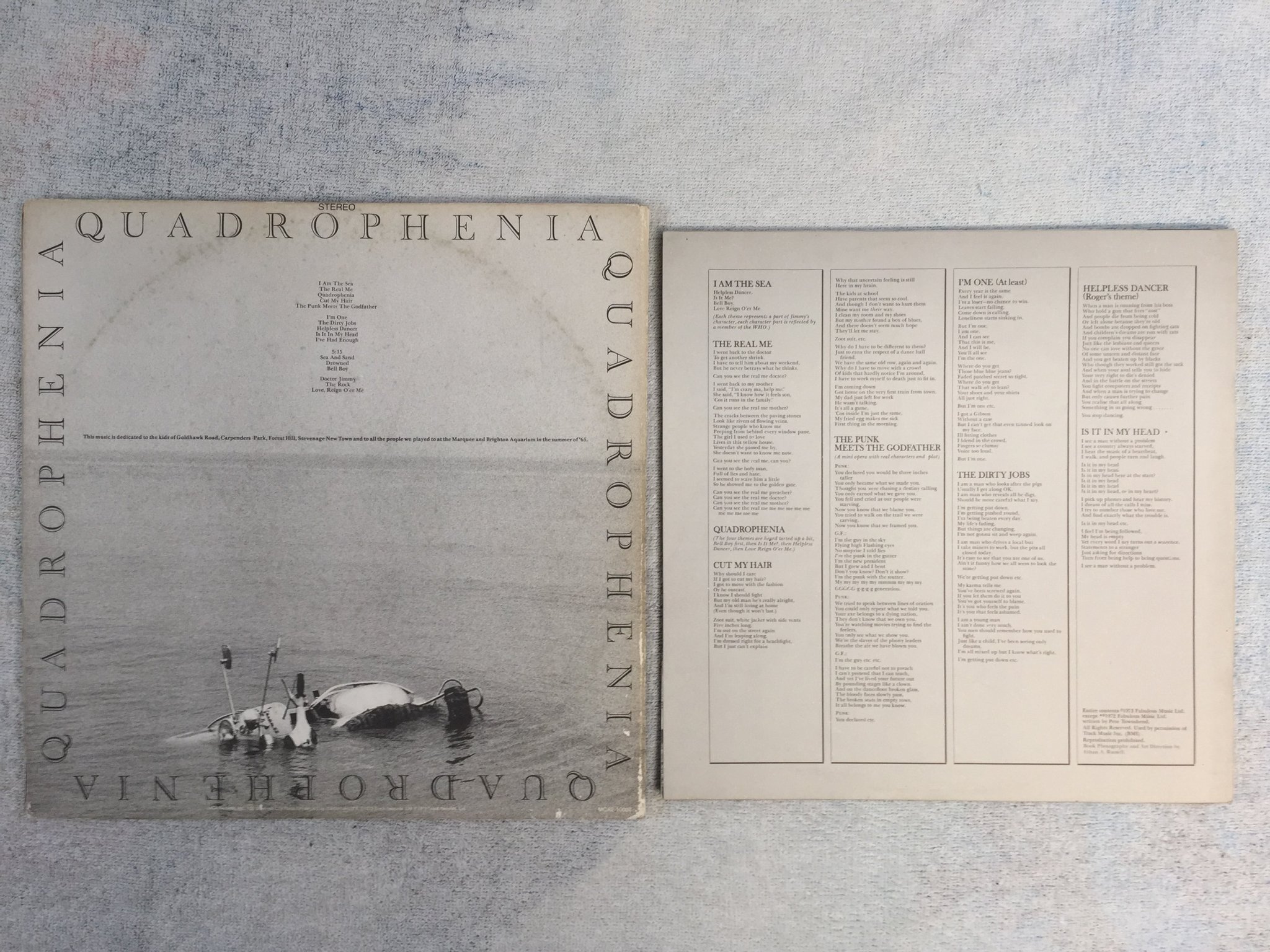 Omslagsbild för skivan The Who- quadrophenia 2xLP -73 US TRACK MCA2-10004