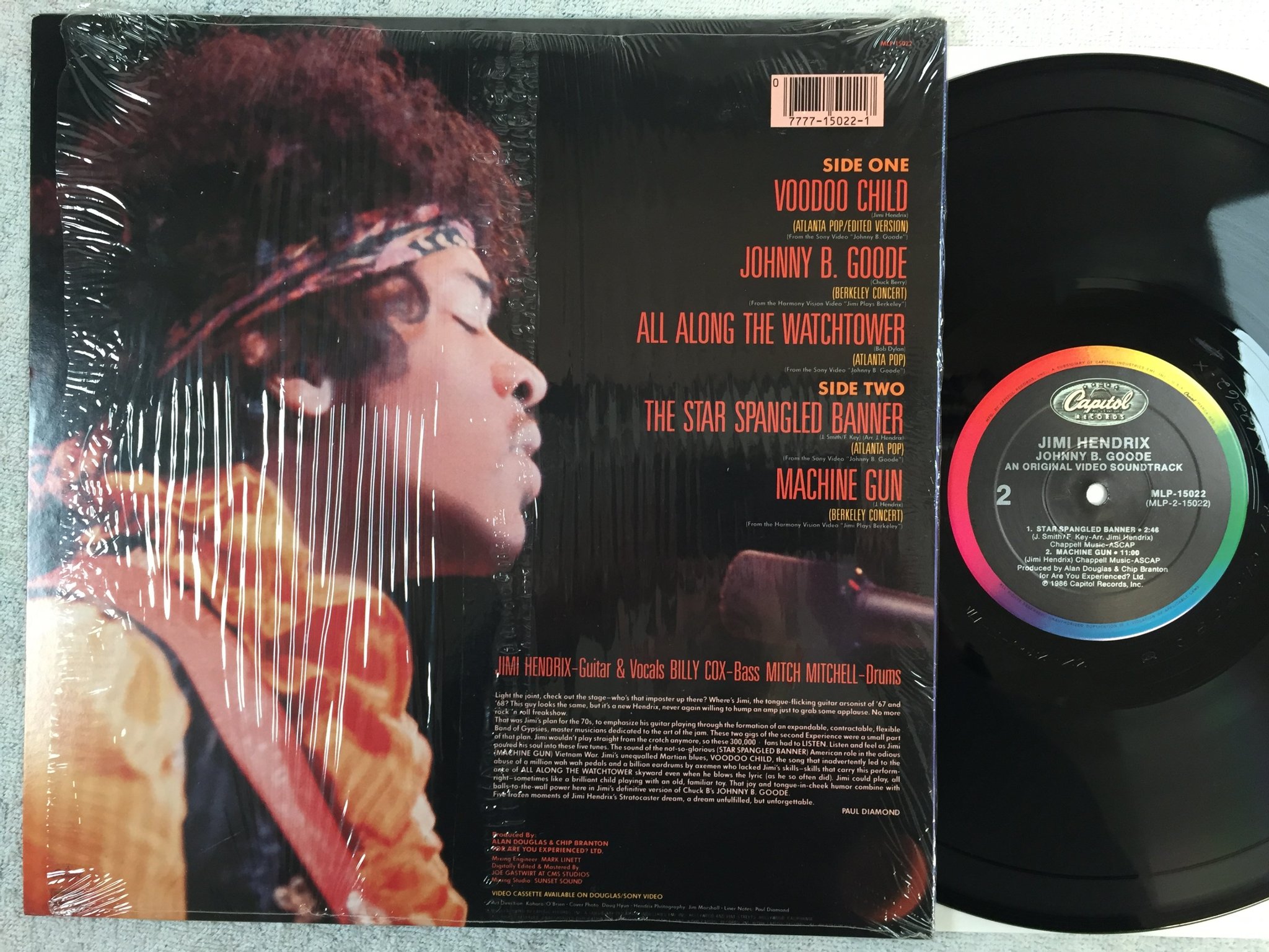 Omslagsbild för skivan Jimi Hendrix - JOHNNY B. GOODE LP -86 US CAPITOL MLP 15022 soundtrack