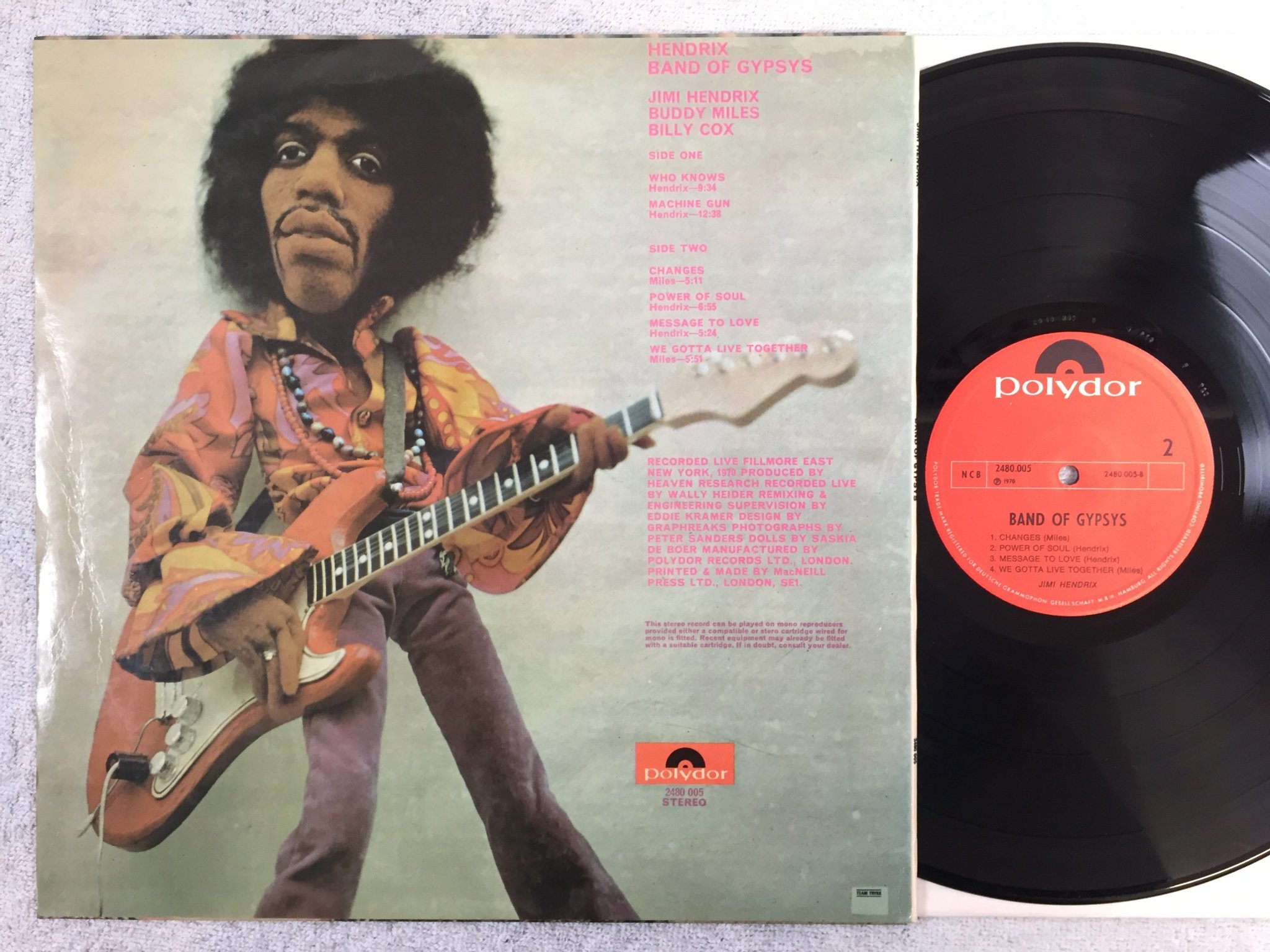 Omslagsbild för skivan Jimi Hendrix - band of gypsys LP -70 ncb POLYDOR 2480005