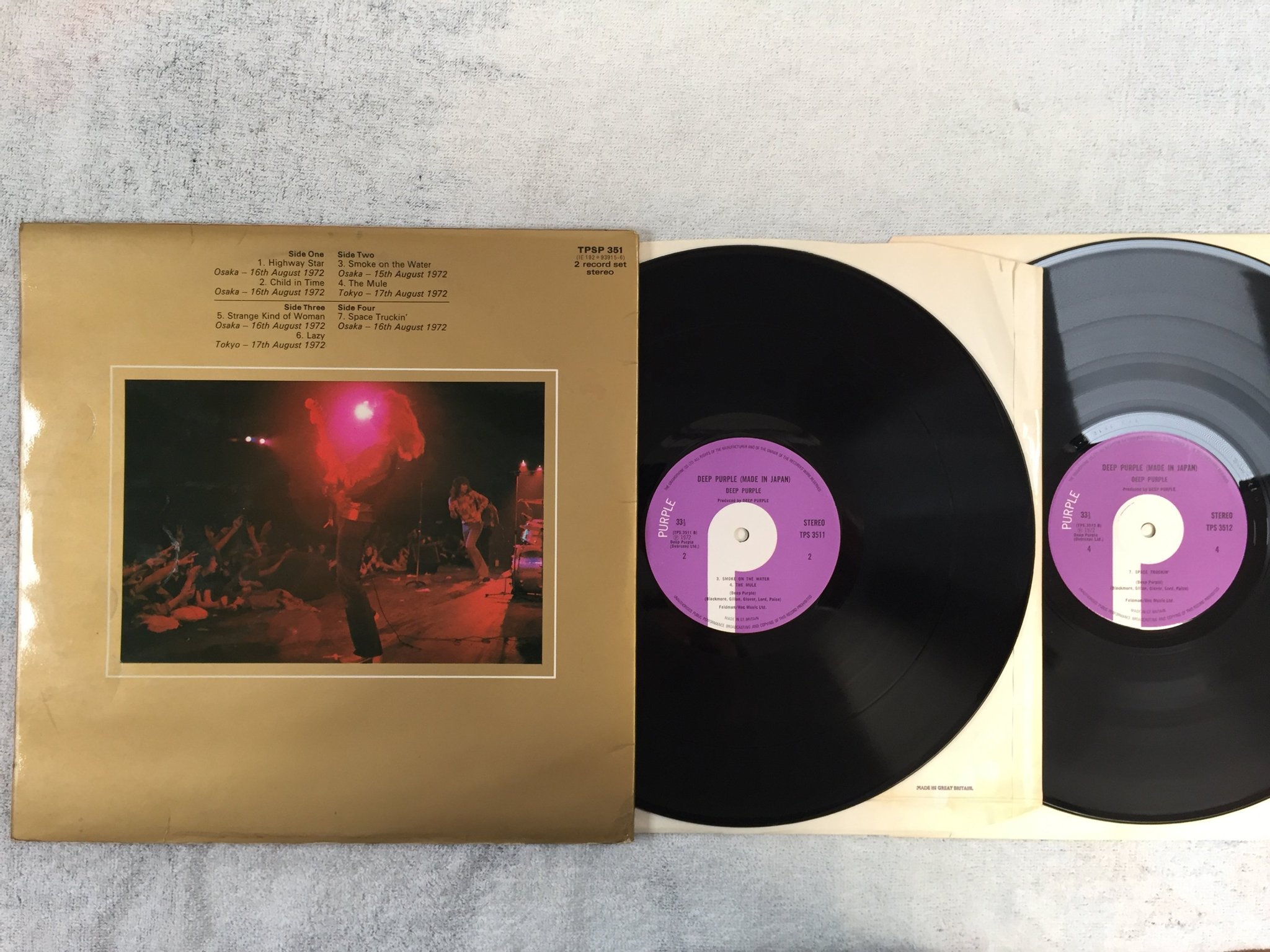Omslagsbild för skivan DEEP PURPLE made in Japan 2xLP -72 UK  PURPLE TPS 3512