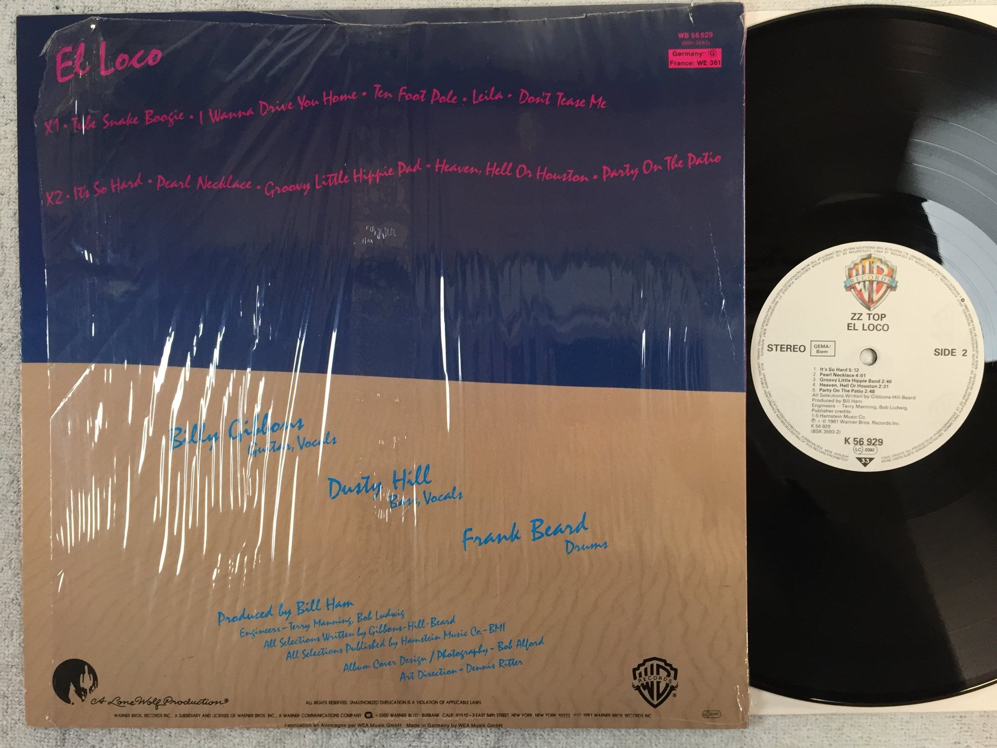 Omslagsbild för skivan ZZ TOP el Loco LP -81 Ger Warner Bros  K 56 929