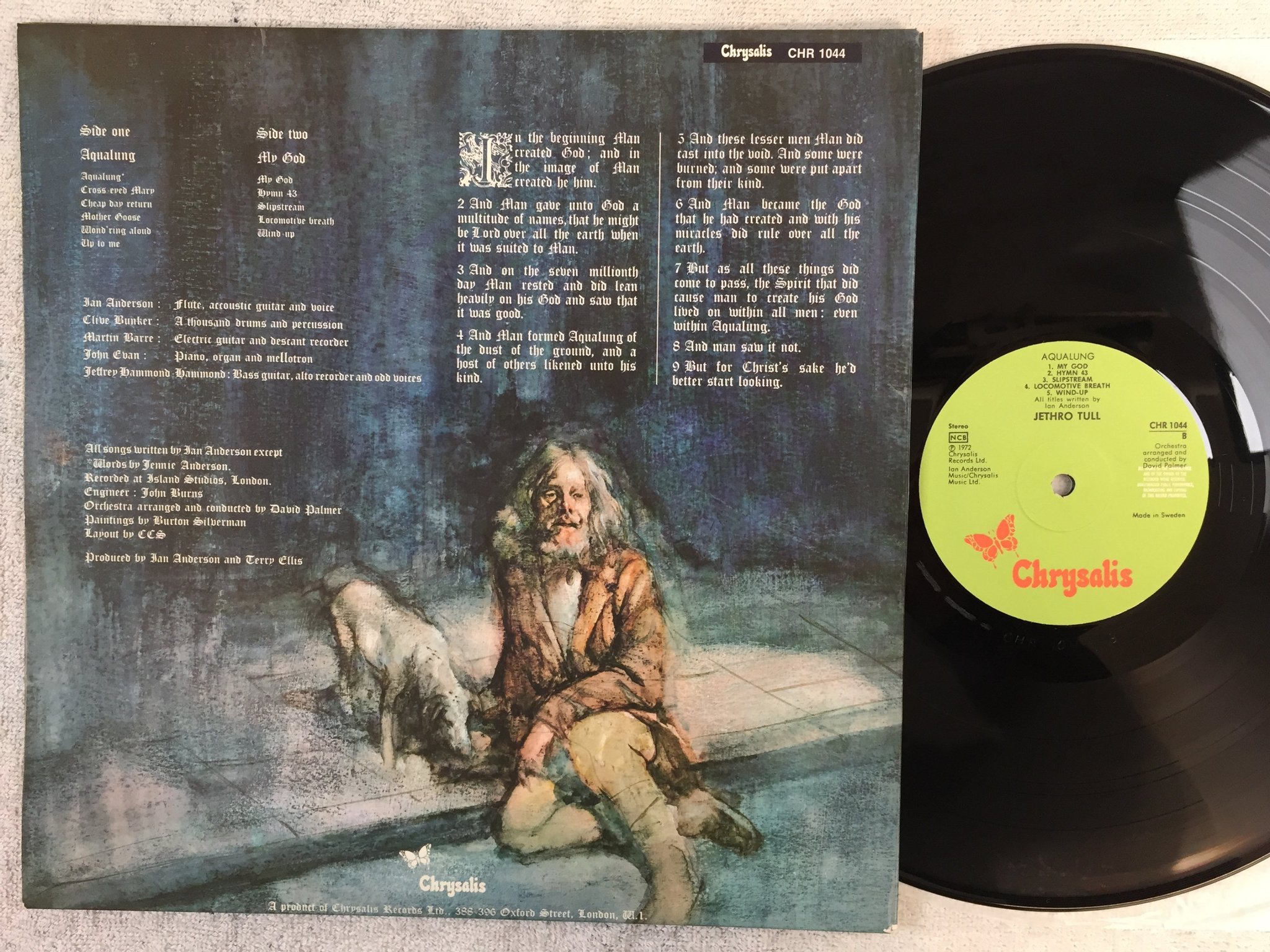 Omslagsbild för skivan JETHRO TULL aqualung LP -72 ncb CHRYSALIS CHR 1044