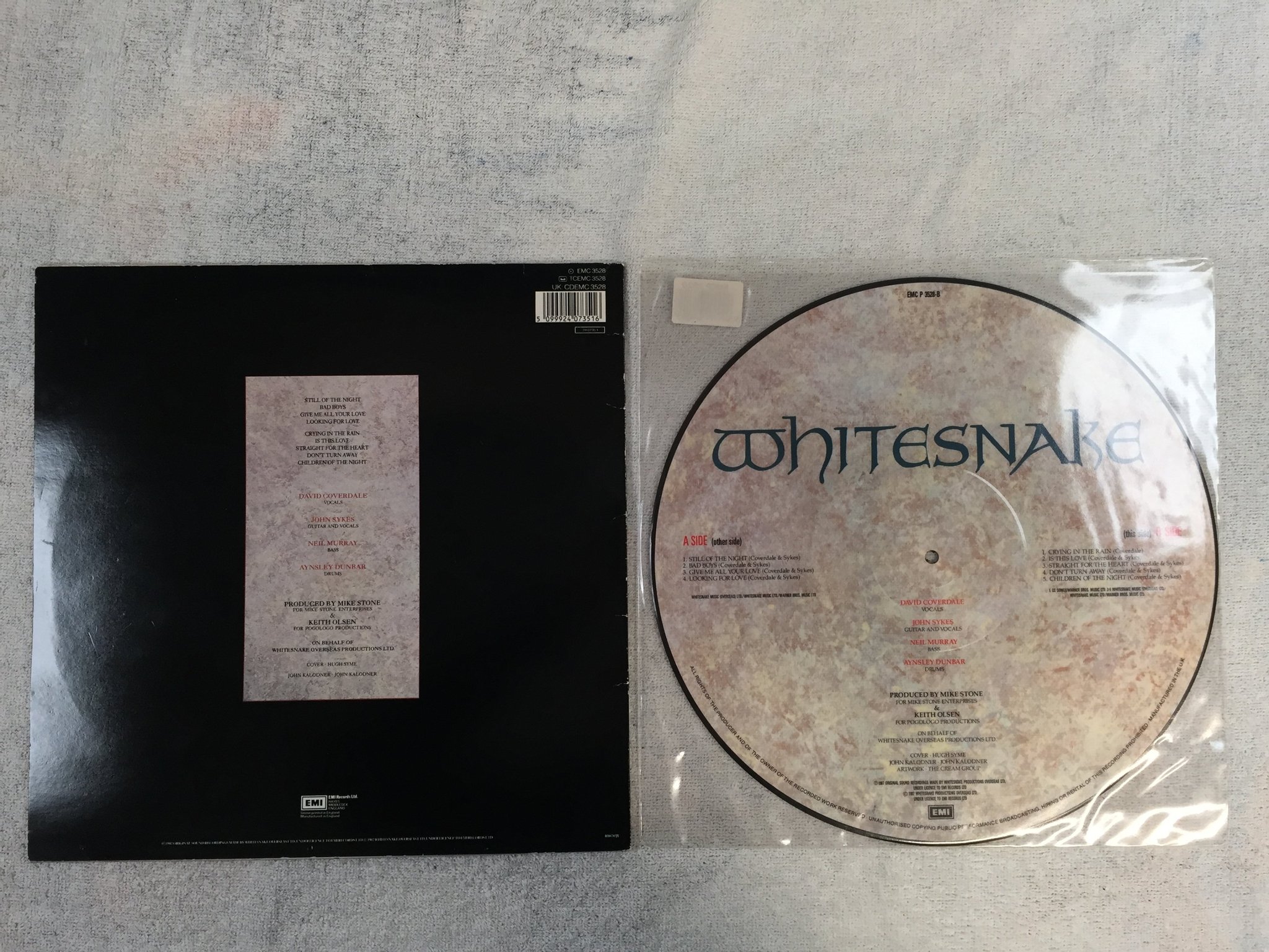 Omslagsbild för skivan WHITESNAKE 1987 LP - picture disc -87 UK EMI EMC P 3528 