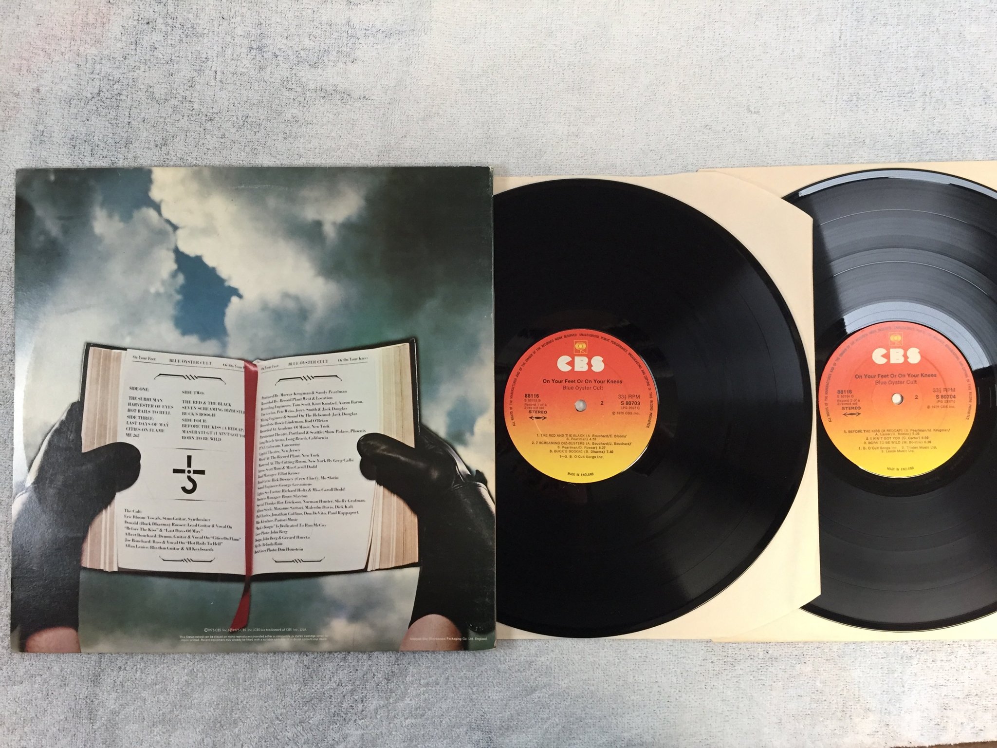 Omslagsbild för skivan BLUE OYSTER CULT on your feet or on your knees 2xLP -75 UK CBS S 80704