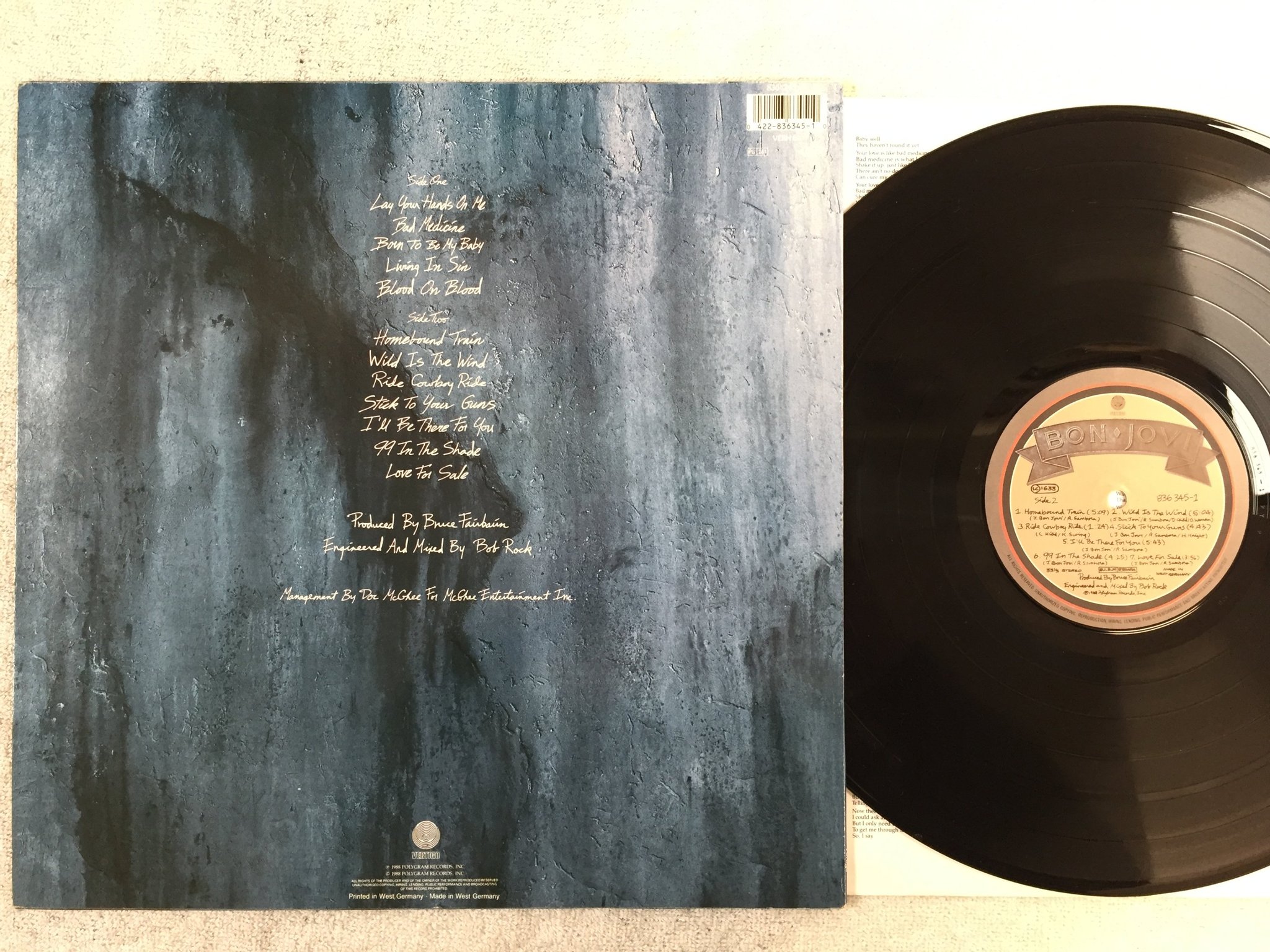 Omslagsbild för skivan BON JOVI NEW JERSEY LP -88 Ger VERTIGO 836 345-1