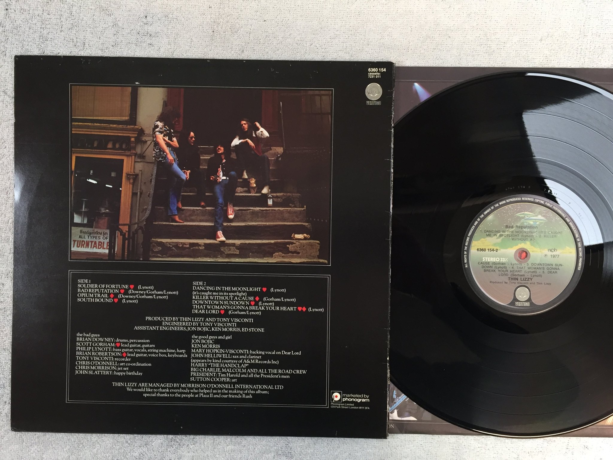 Omslagsbild för skivan THIN LIZZY bad reputation LP -77 ncb VERTIGO 6360 154-2
