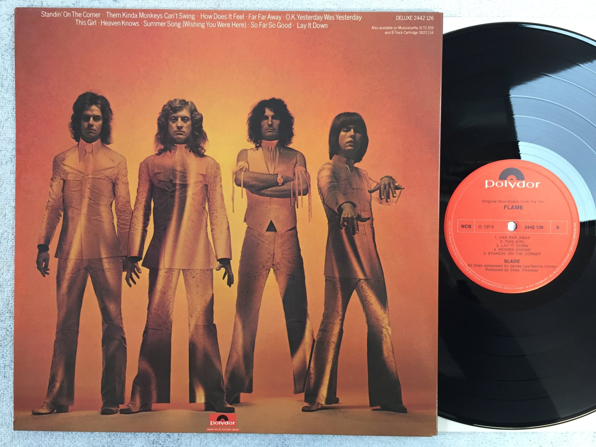 Omslagsbild för skivan SLADE flame LP -74 ncb POLYDOR 2442126