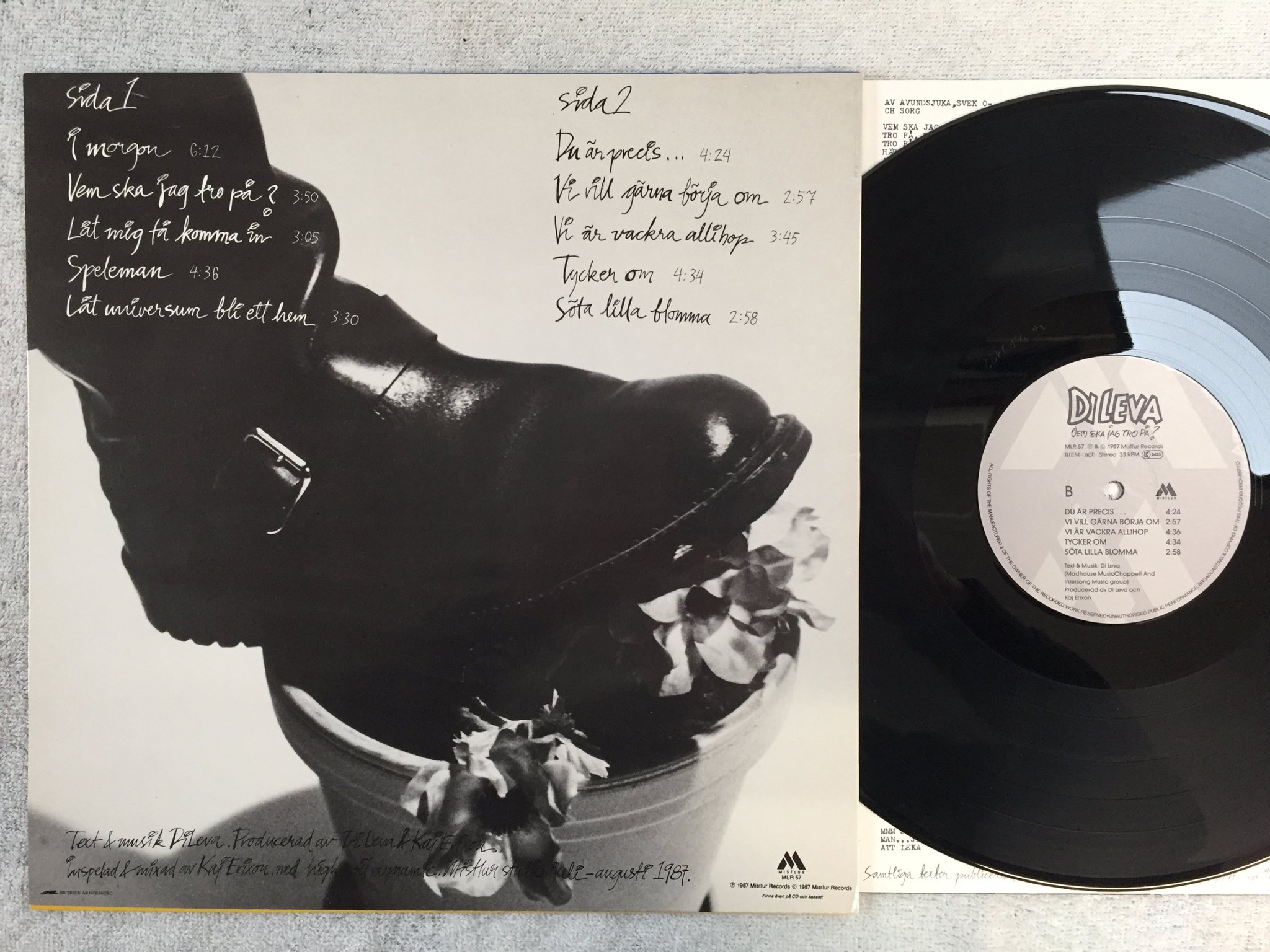 Omslagsbild för skivan DI LEVA vem ska jag tro på LP -87 Swe MISTLUR MLR 57 