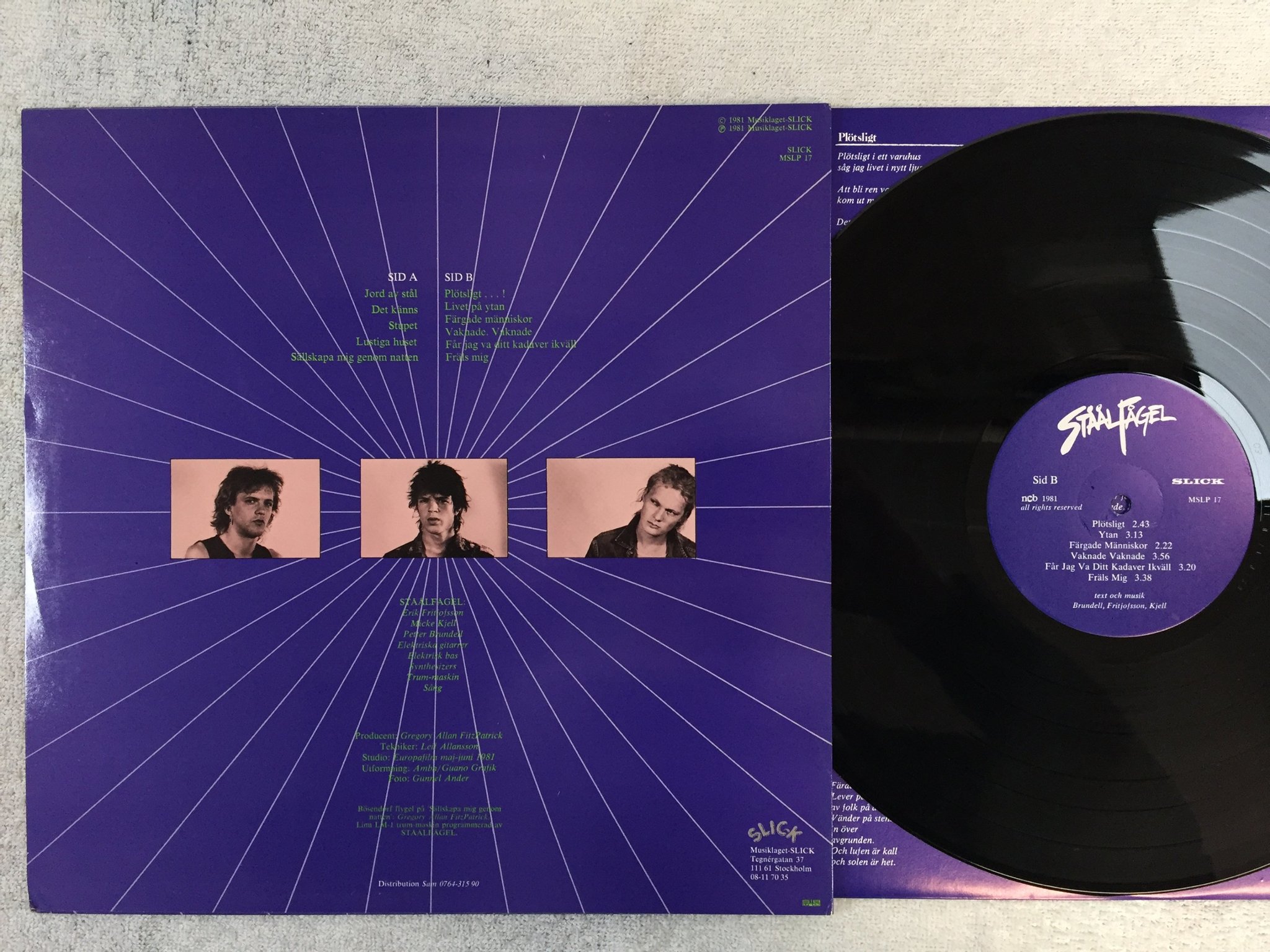 Omslagsbild för skivan STÅÅLFÅGEL sällskapa mig genom natten LP -81 Swe SLICK MSLP 17