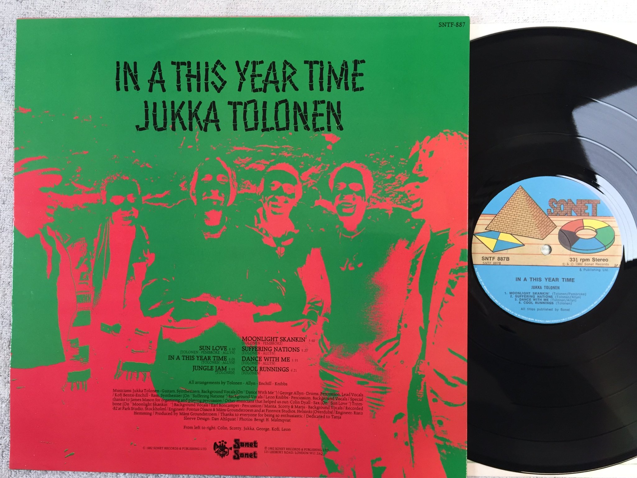 Omslagsbild för skivan JUKKA TOLONEN in a this year time LP -82 UK SONET SNTF 887