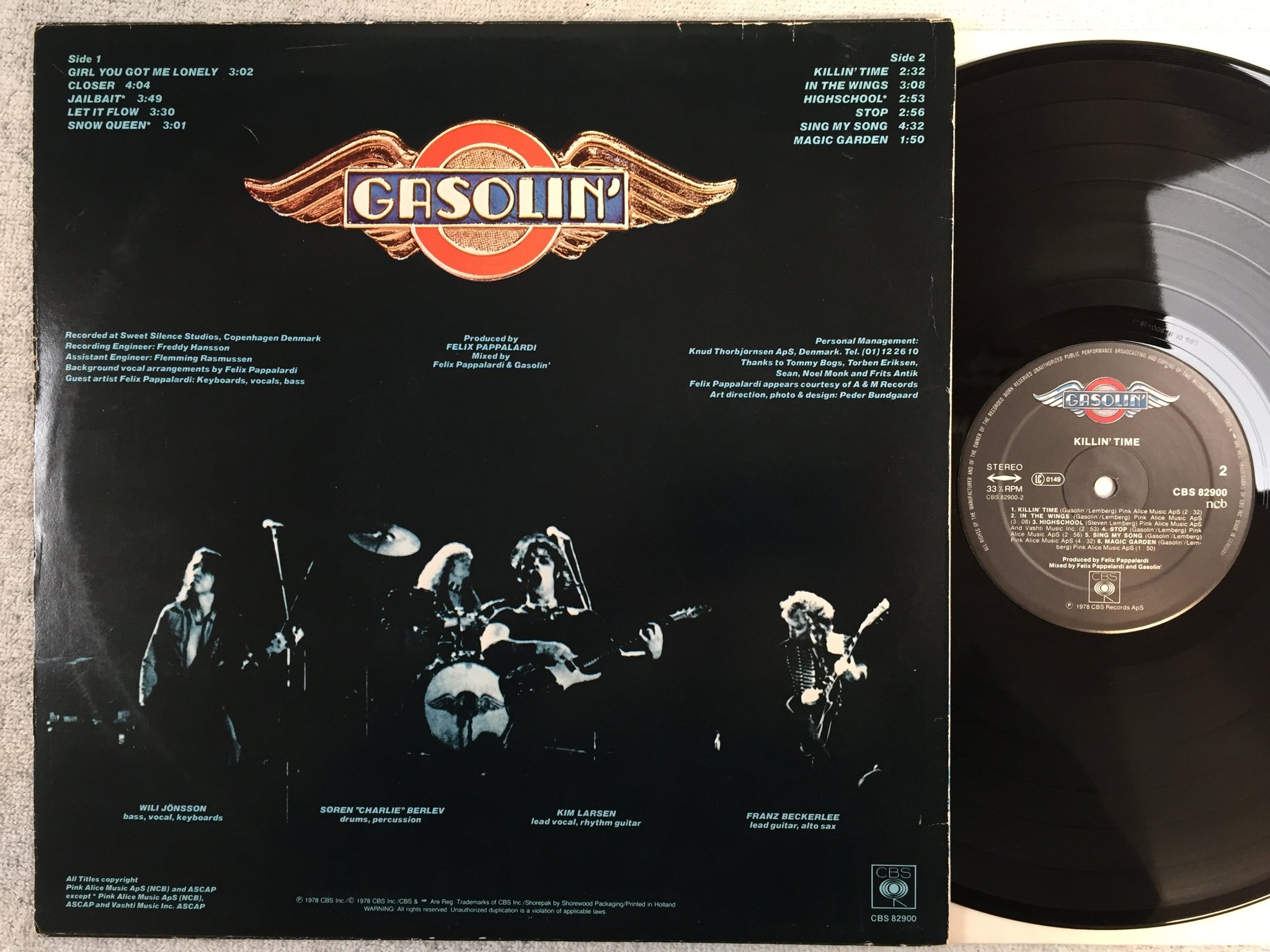 Omslagsbild för skivan GASOLIN killin time LP -78 CBS 82900