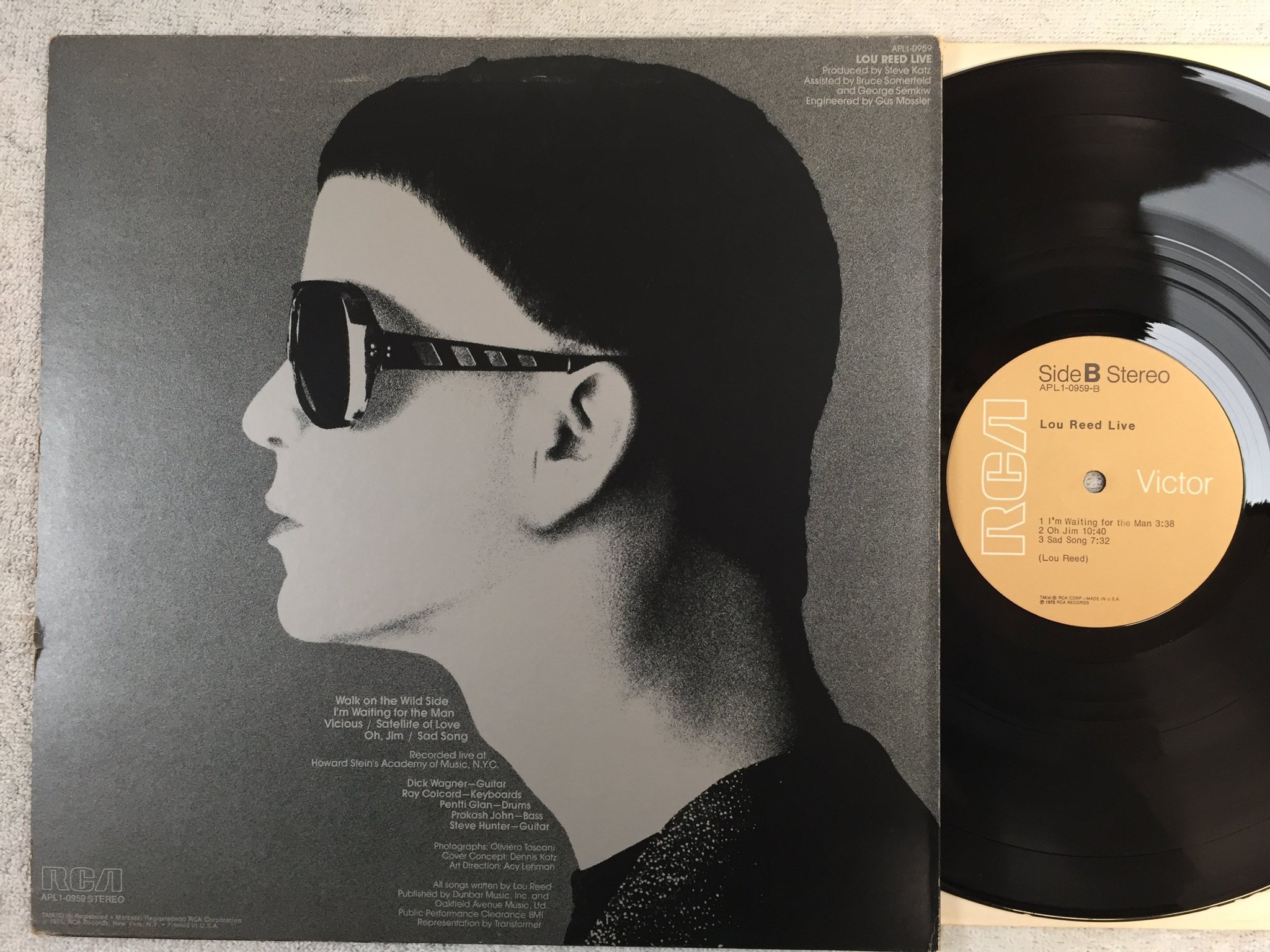 Omslagsbild för skivan LOU REED live LP -75 US RCA APL1-0959