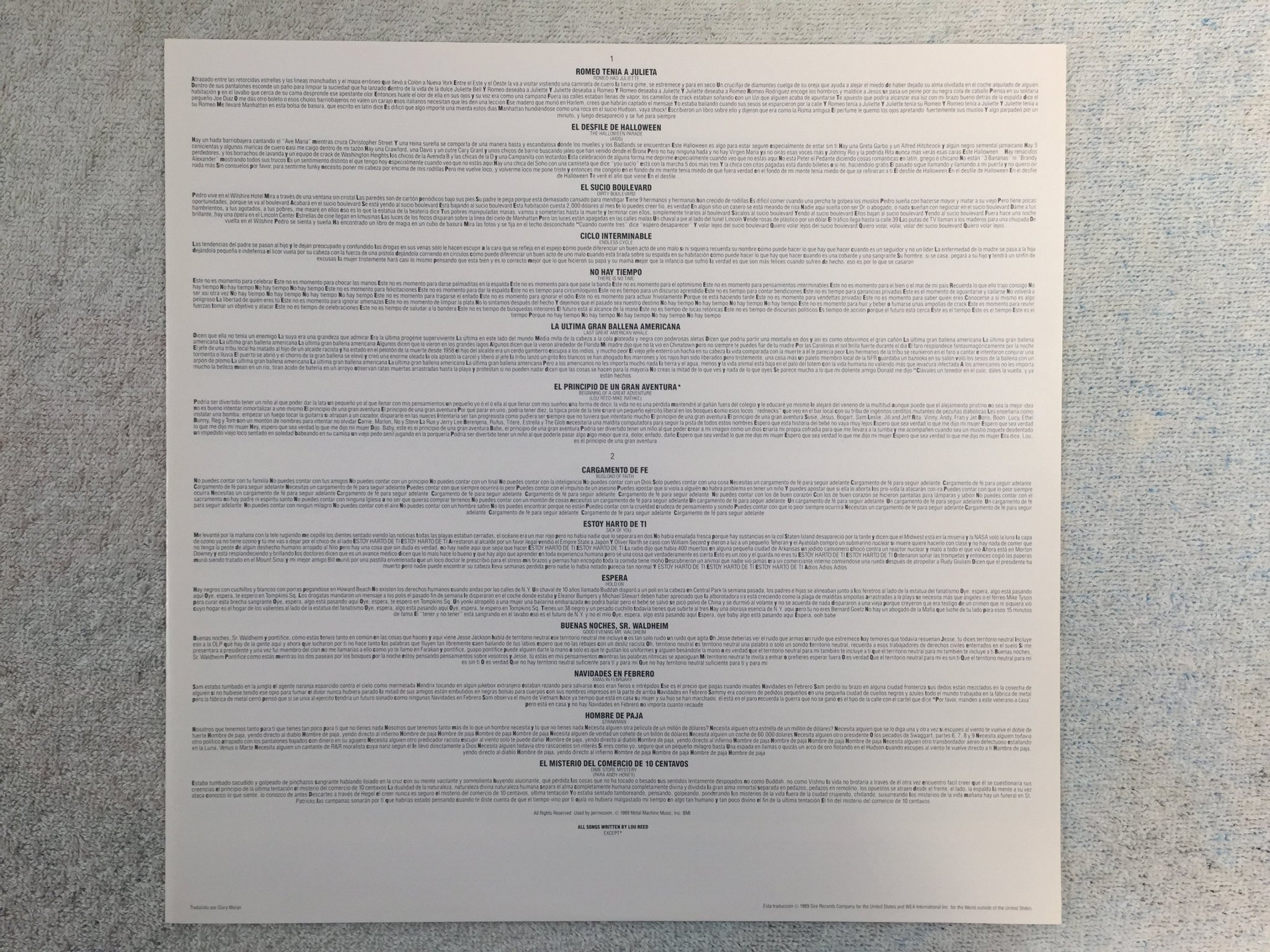 Omslagsbild för skivan LOU REED New York LP -88 Ger SIRE 925 829-1