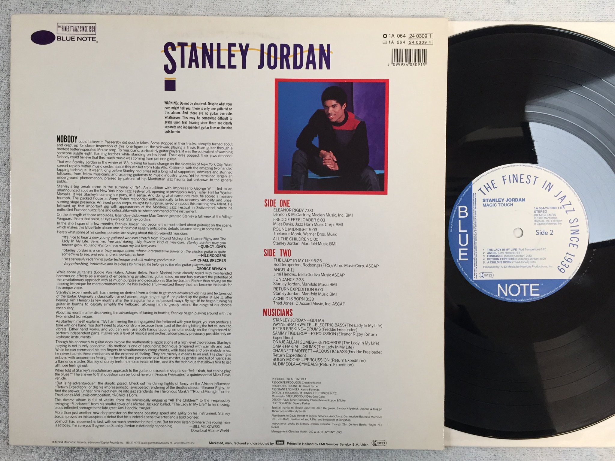 Omslagsbild för skivan STANLEY JORDAN magic touch LP -85 Ger BLUE NOTE 1A 064-2403091