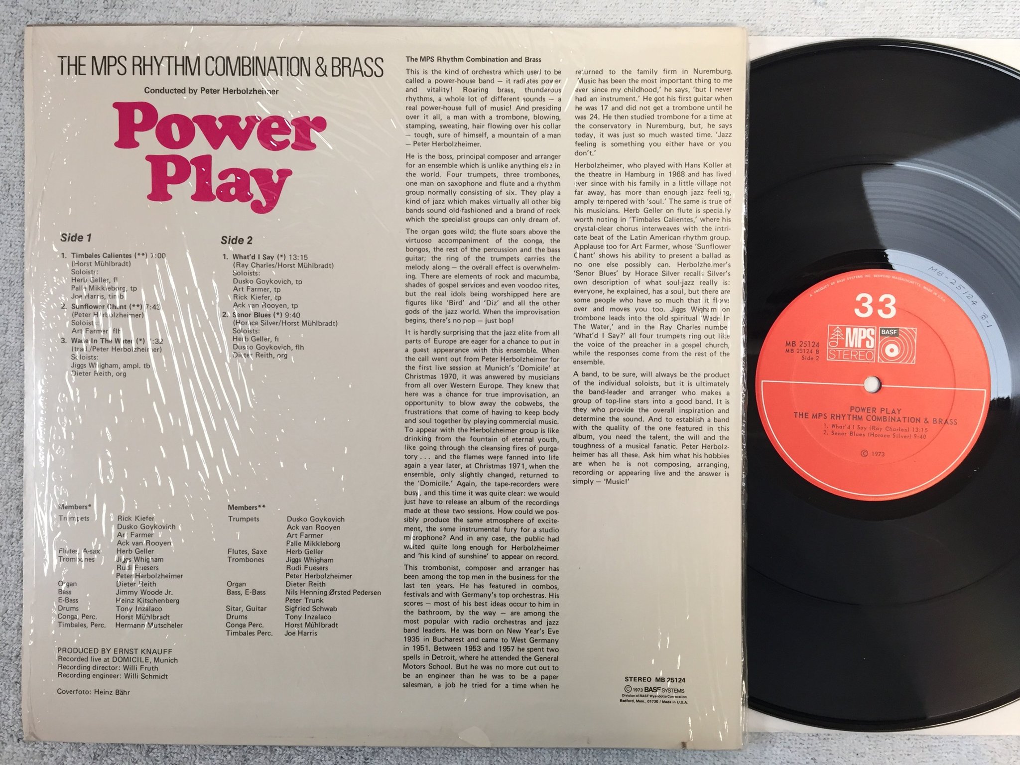 Omslagsbild för skivan THE MPS RHYTHM COMBINATION & BRASS LP -73 US MPS MB 25124 