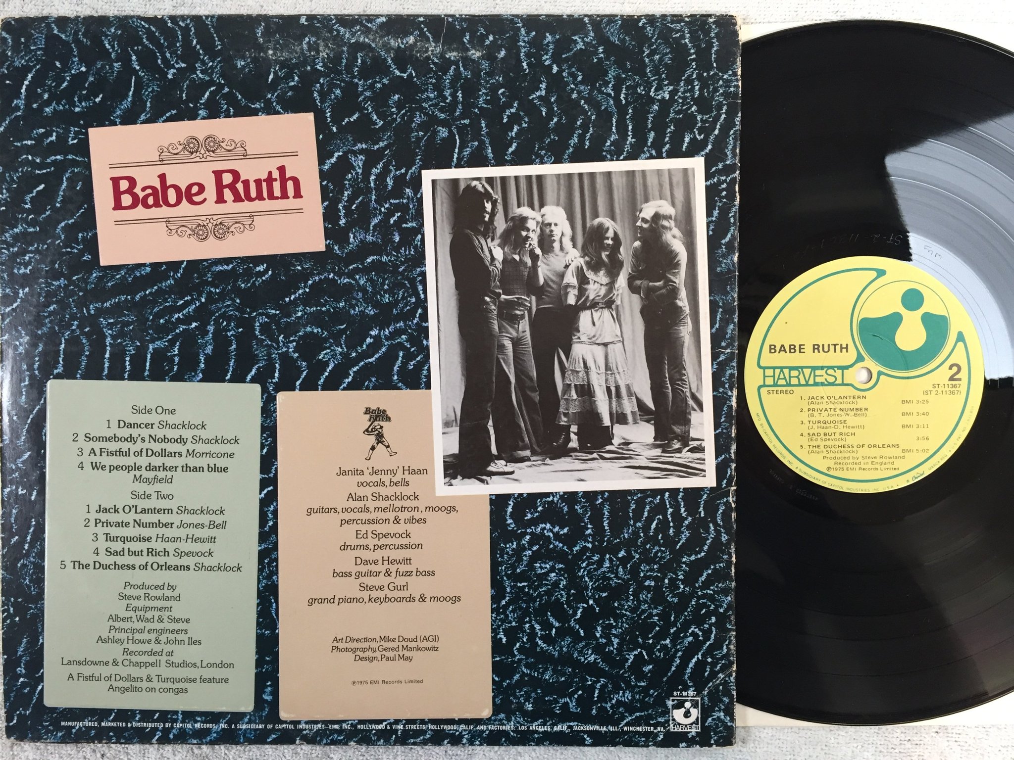 Omslagsbild för skivan BABE RUTH s/t LP -75 US HARVEST ST-11367