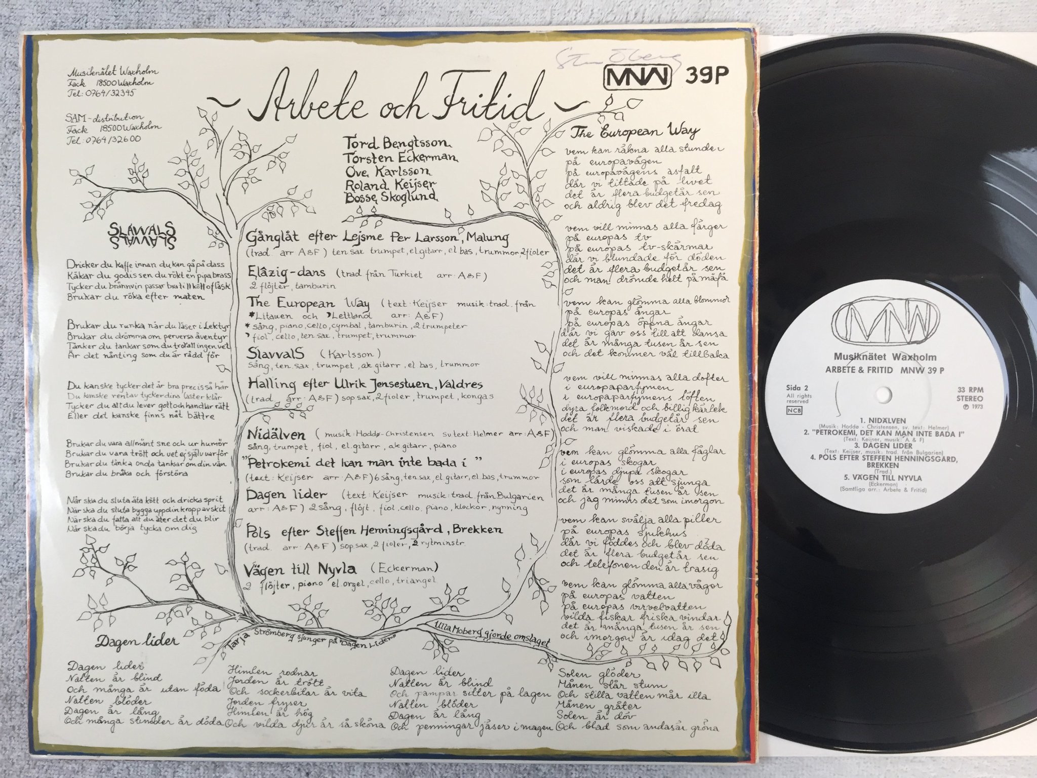 Omslagsbild för skivan ARBETE OCH FRITID s/t LP -73 Swe MNW 39P