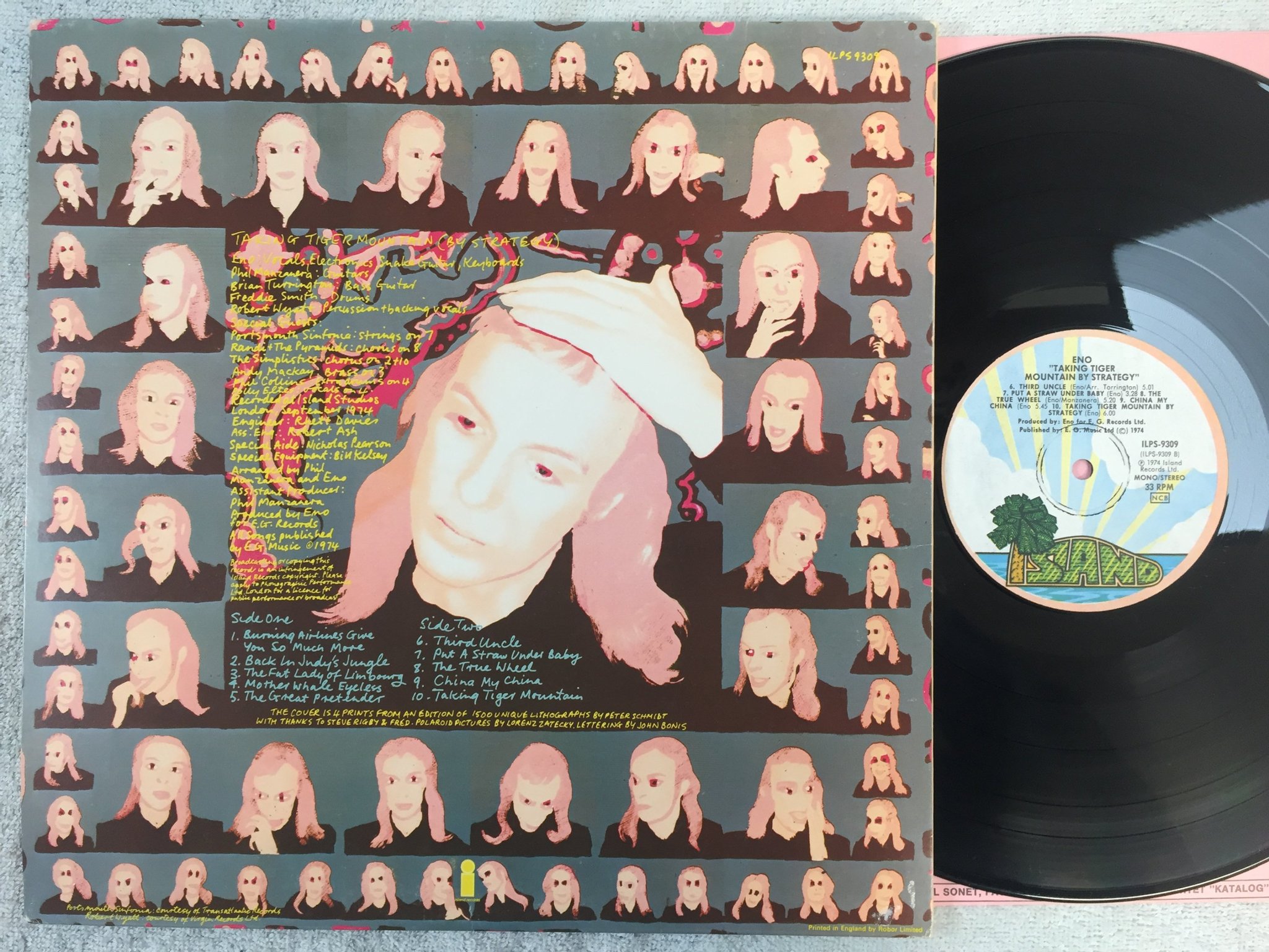 Omslagsbild för skivan BRIAN ENO taking tiger mountain by strategy LP -74 ncb ISLAND ILPS 9309