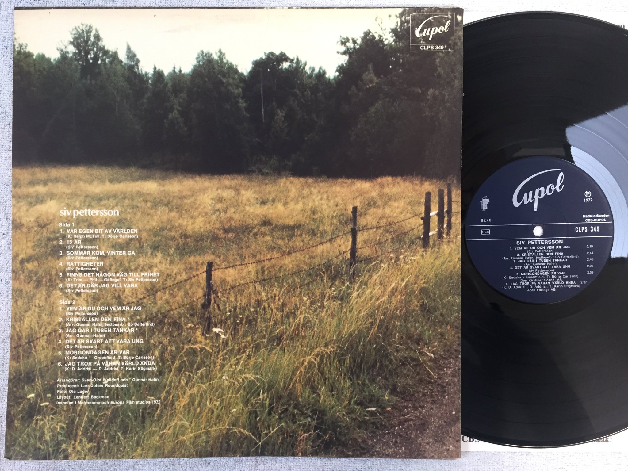 Omslagsbild för skivan SIV PETTERSSON s/t LP -72 Swe CUPOL CLPS 349 rare!!!