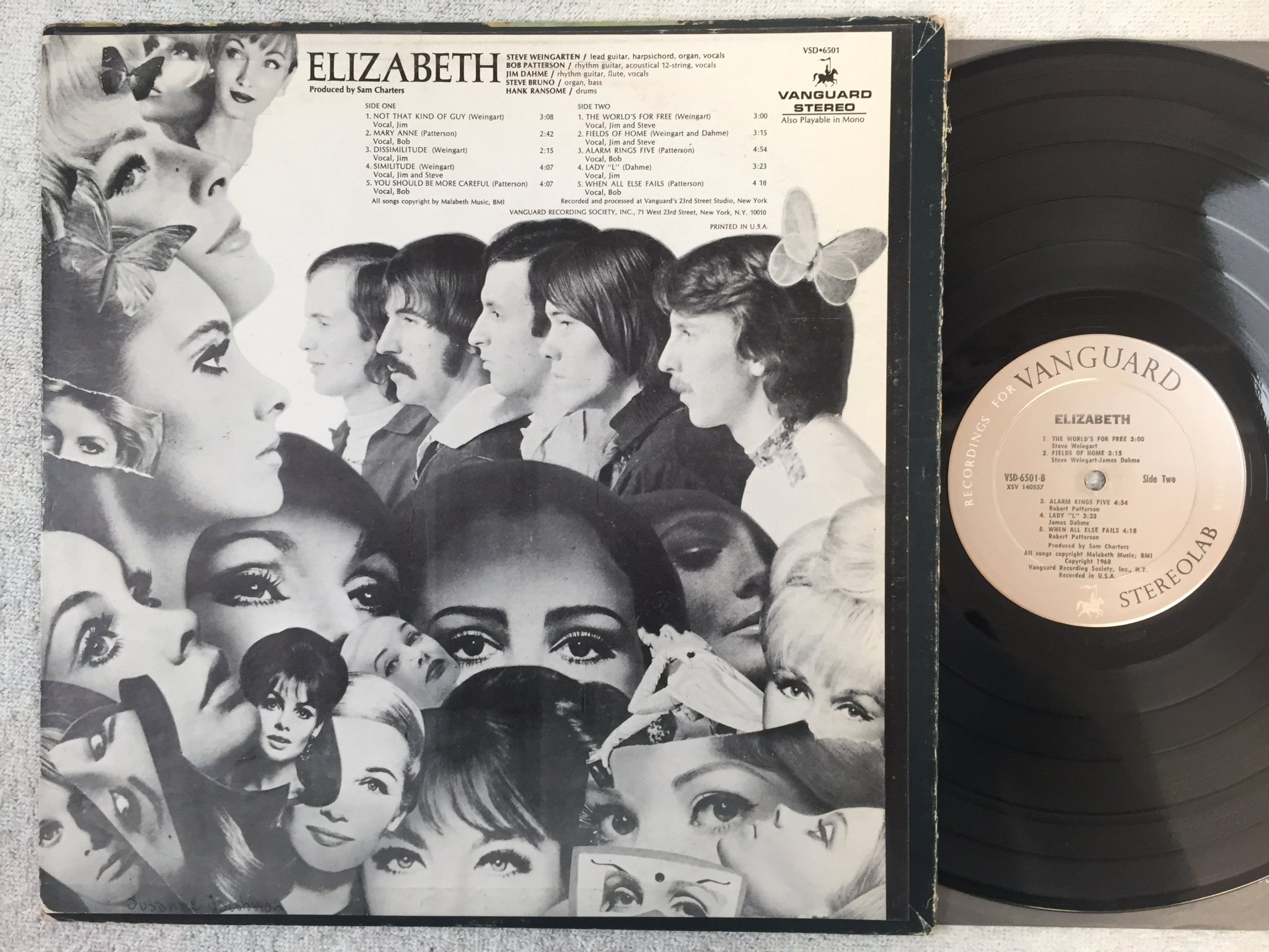 Omslagsbild för skivan ELIZABETH s/t LP -68 US VSD-6501 psych