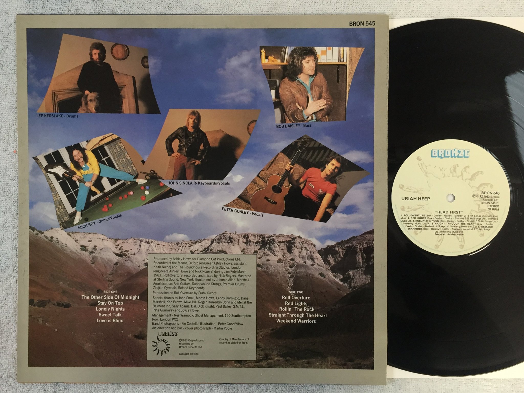 Omslagsbild för skivan URIAH HEEP head first LP -83 UK BRONZE BRON 545