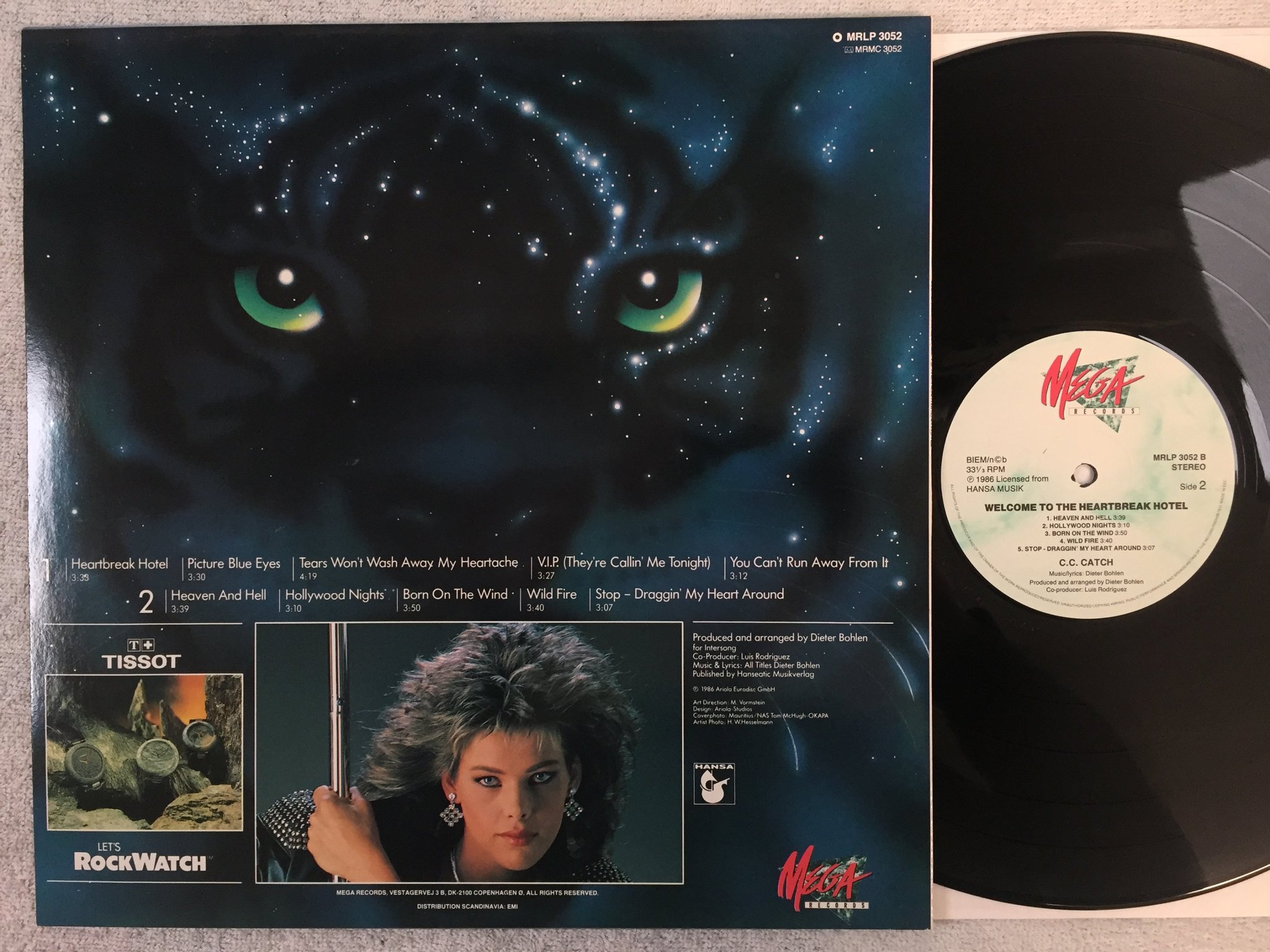 Omslagsbild för skivan C.C. CATCH welcome to heartbreak hotel LP -86 ncb MEGA MRLP 3052