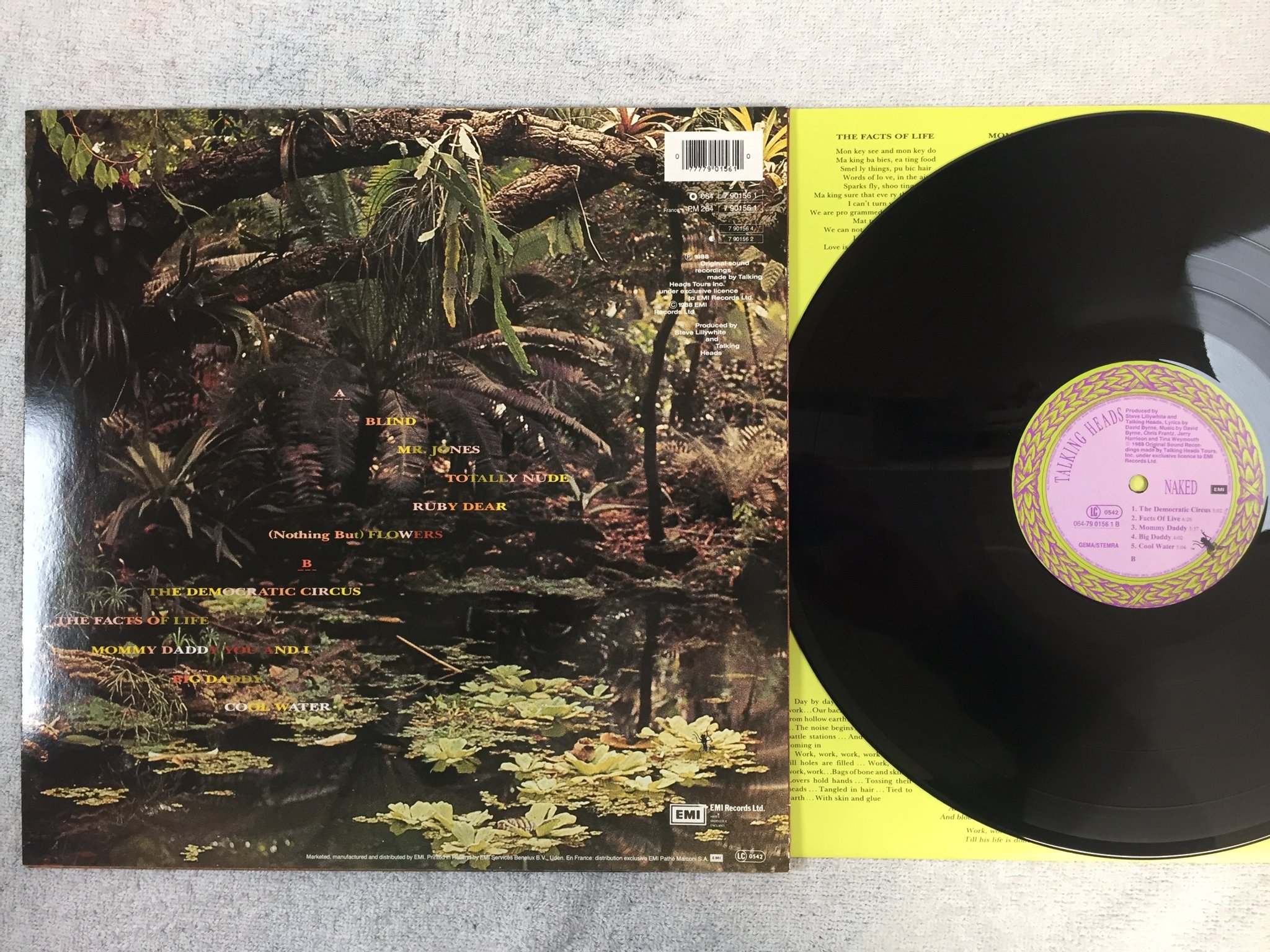 Omslagsbild för skivan TALKING HEADS naked LP -88 Ger EMI 064-7901561