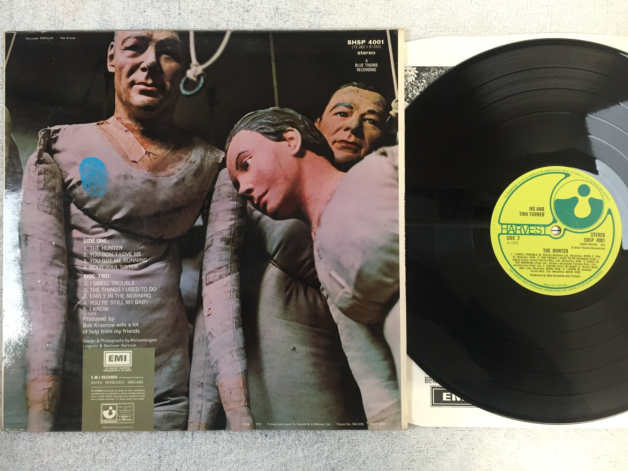 Omslagsbild för skivan IKE AND TINA TURNER the hunter LP -70 UK HARVEST SHSP 4001 rare