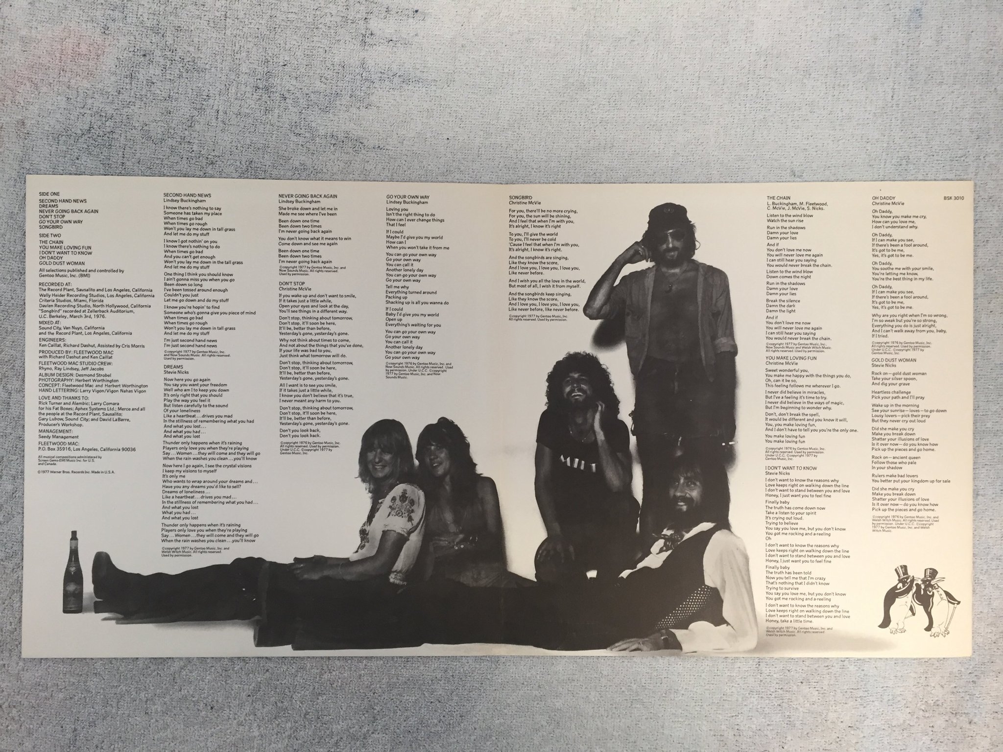 Omslagsbild för skivan FLEETWOOD MAC rumours LP -77 US WARNER BROS BSK 3010