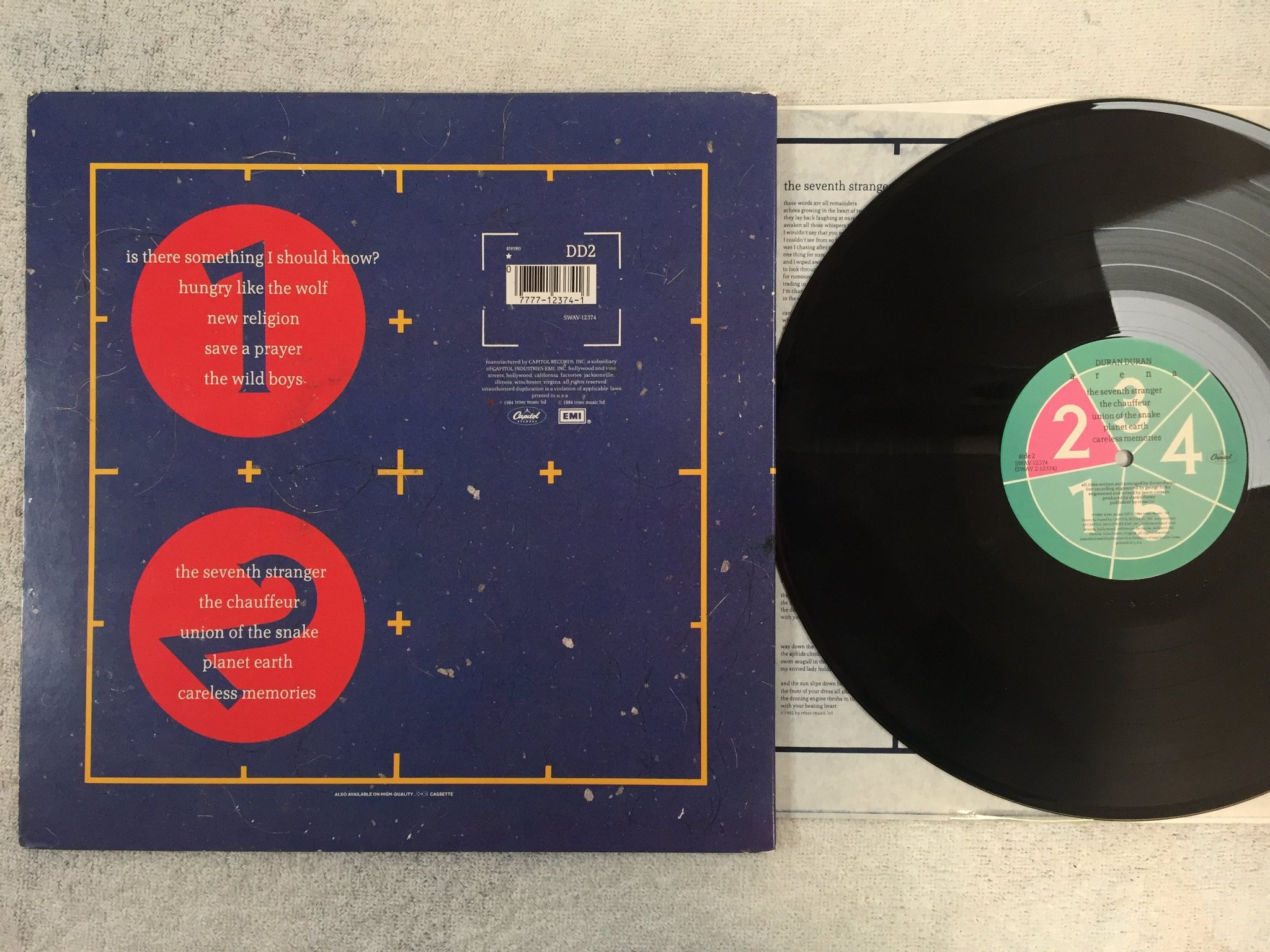 Omslagsbild för skivan DURAN DURAN arena LP -84 US CAPITOL SWAV-12374