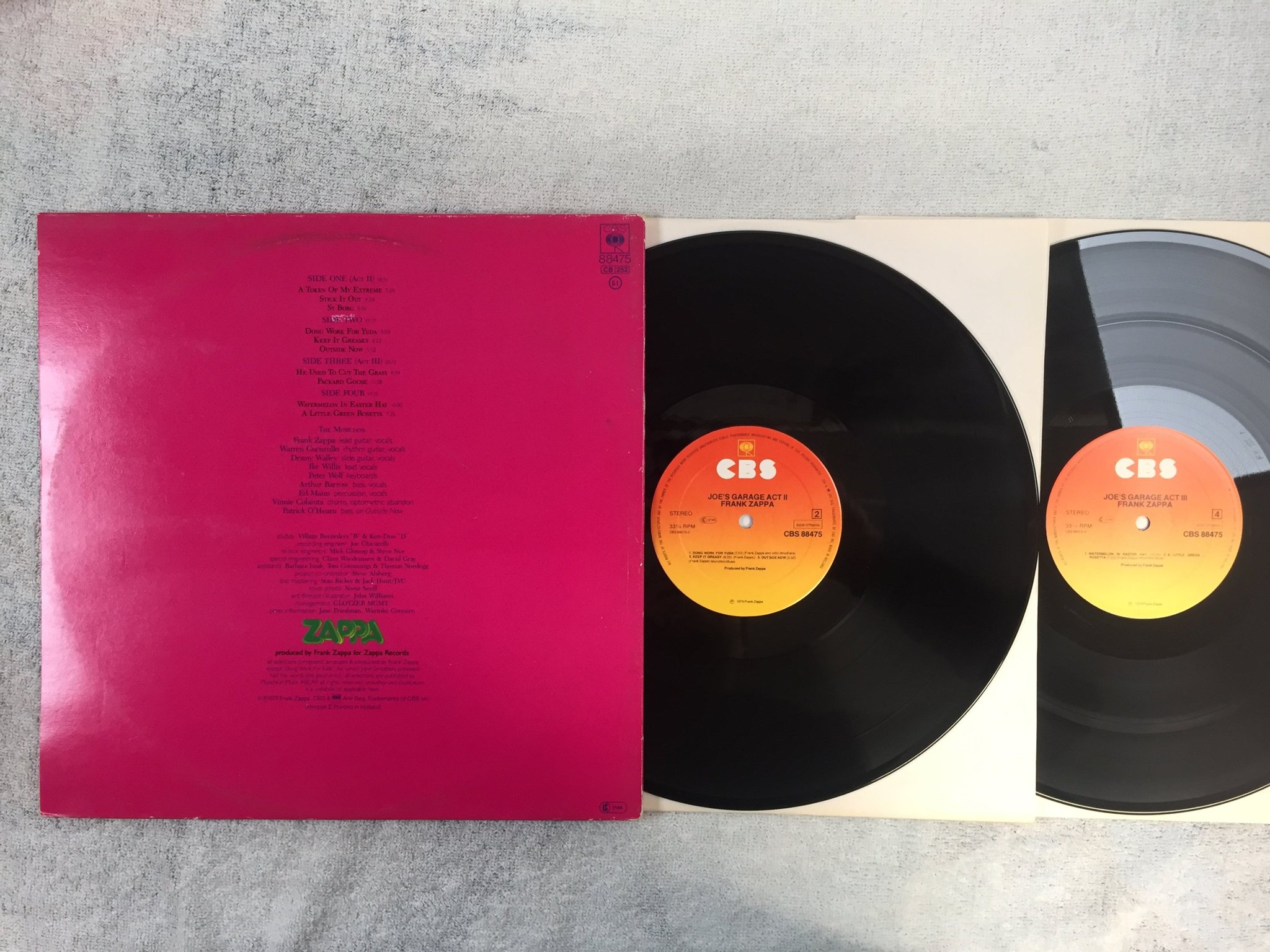 Omslagsbild för skivan FRANK ZAPPA Joe's garage acts II & III 2xLP -79 Hol CBS 88475