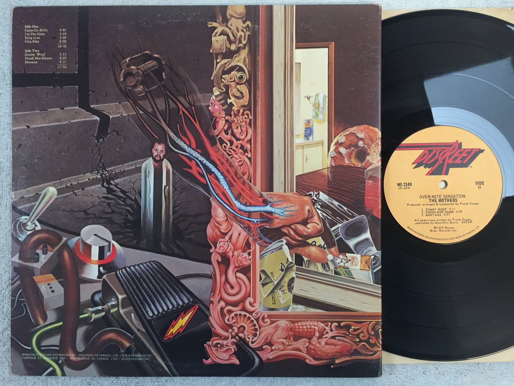 Omslagsbild för skivan THE MOTHERS over-nite sensastion LP  Can DISCREET MS 2149