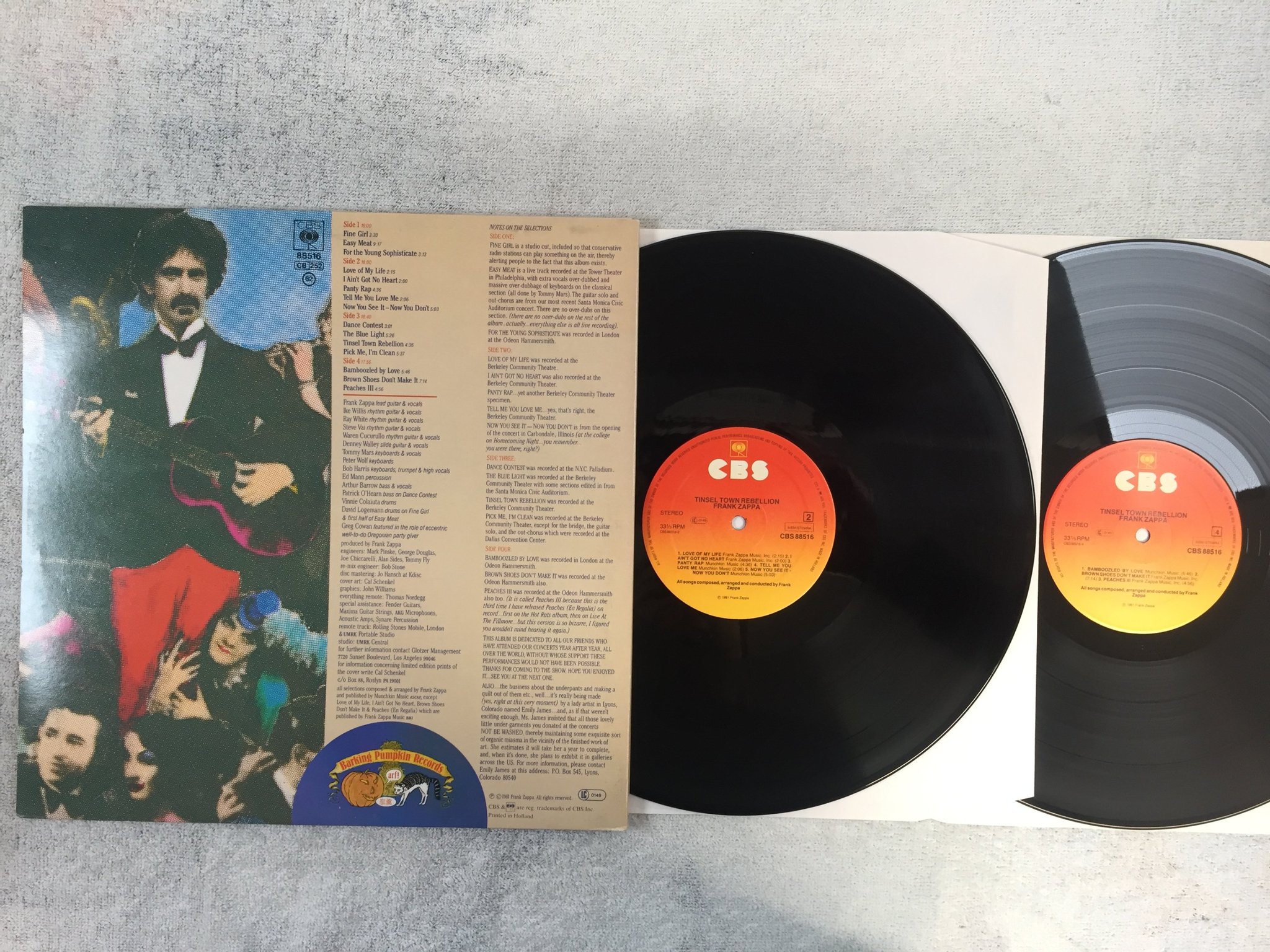 Omslagsbild för skivan FRANK ZAPPA tinsel town rebellion 2xLP -81 Hol CBS 88516
