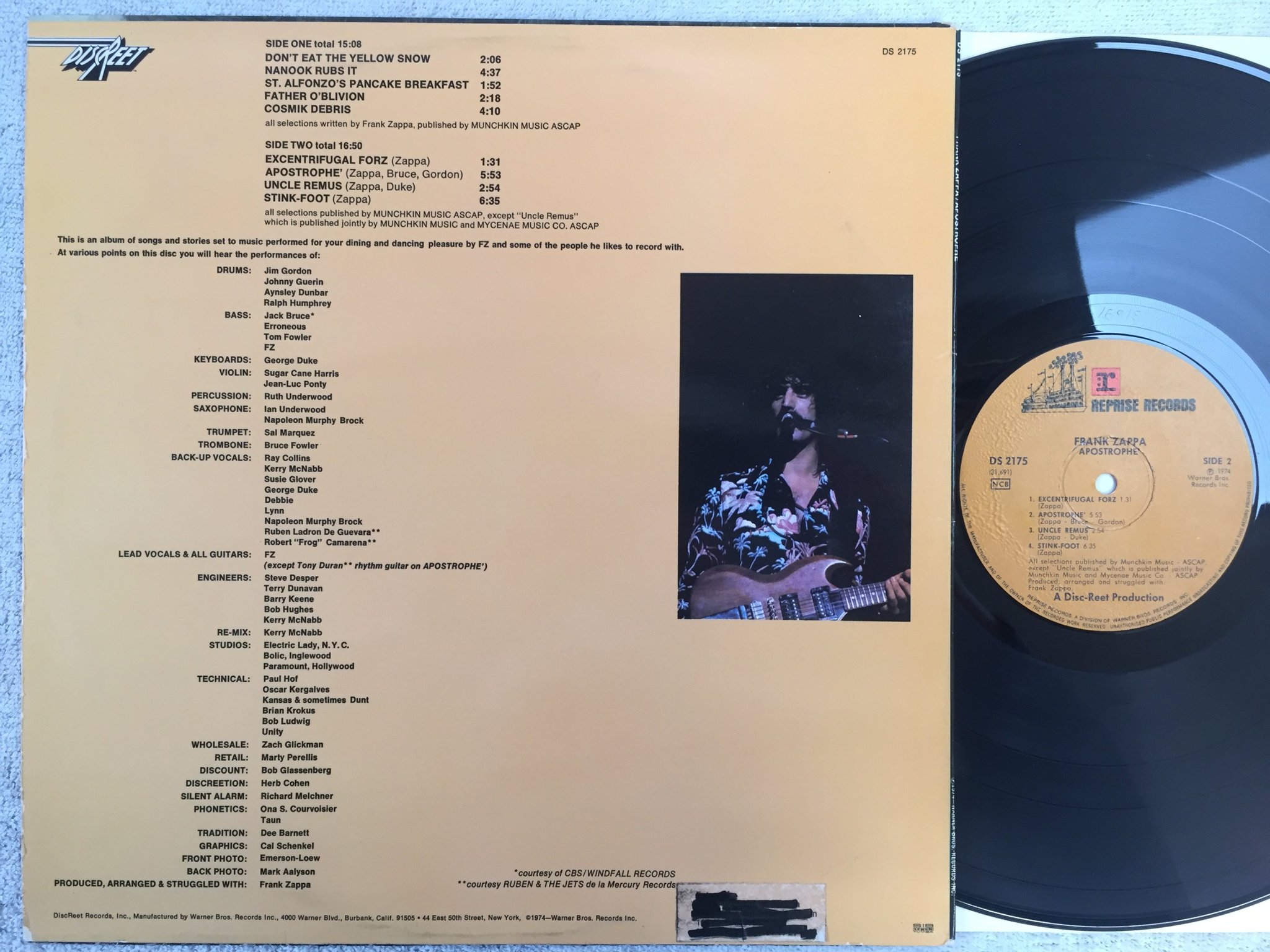 Omslagsbild för skivan FRANK ZAPPA apostrophe LP -74 ncb REPRISE DS 2175