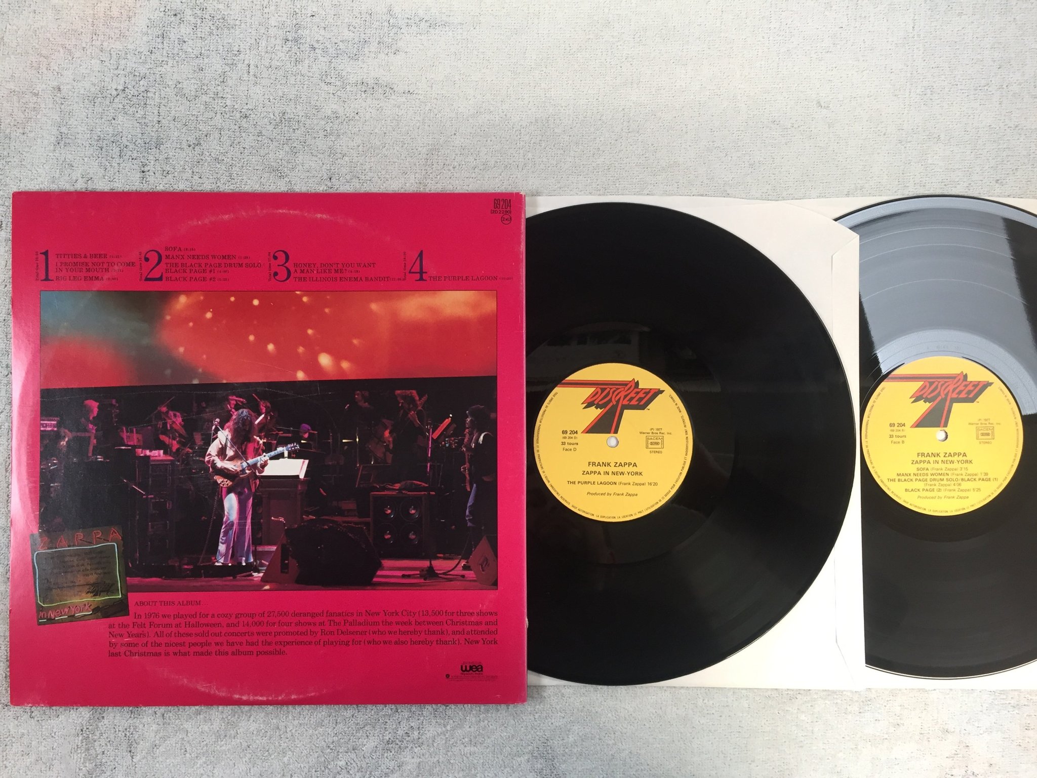 Omslagsbild för skivan FRANK ZAPPA Zappa in New York 2xLP -77 Fra DISCREET 69204
