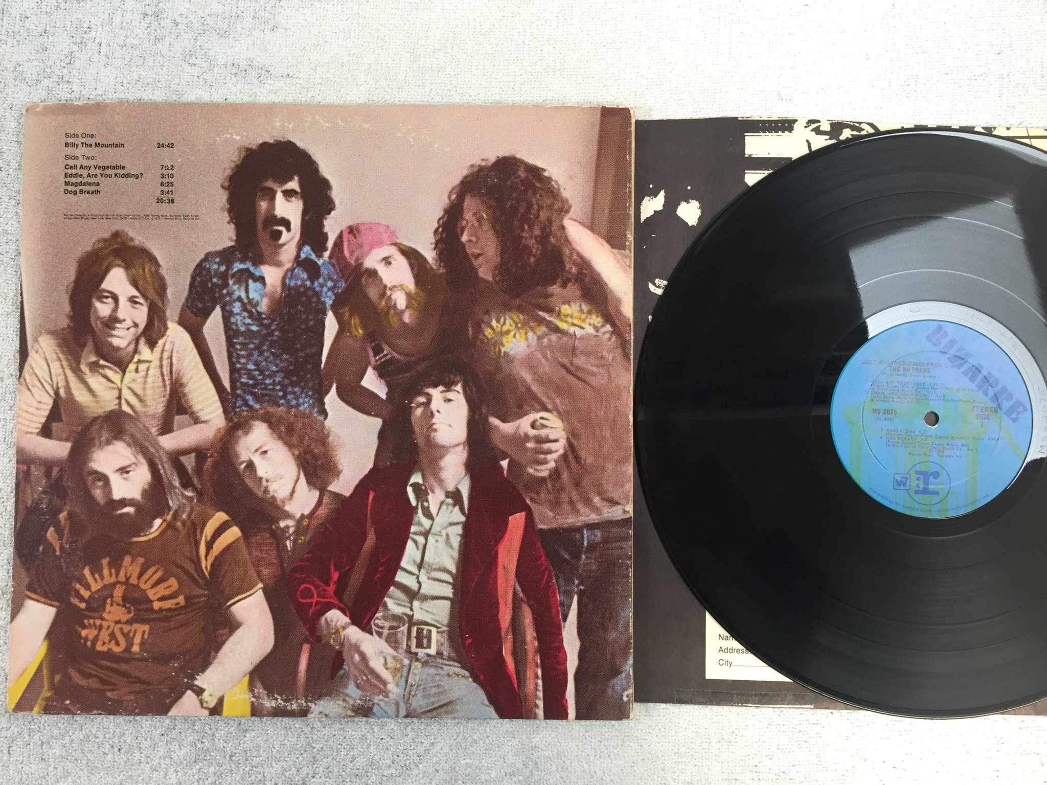 Omslagsbild för skivan THE MOTHERS just another band from L.A. LP -72 US BIZARRE MS 2075