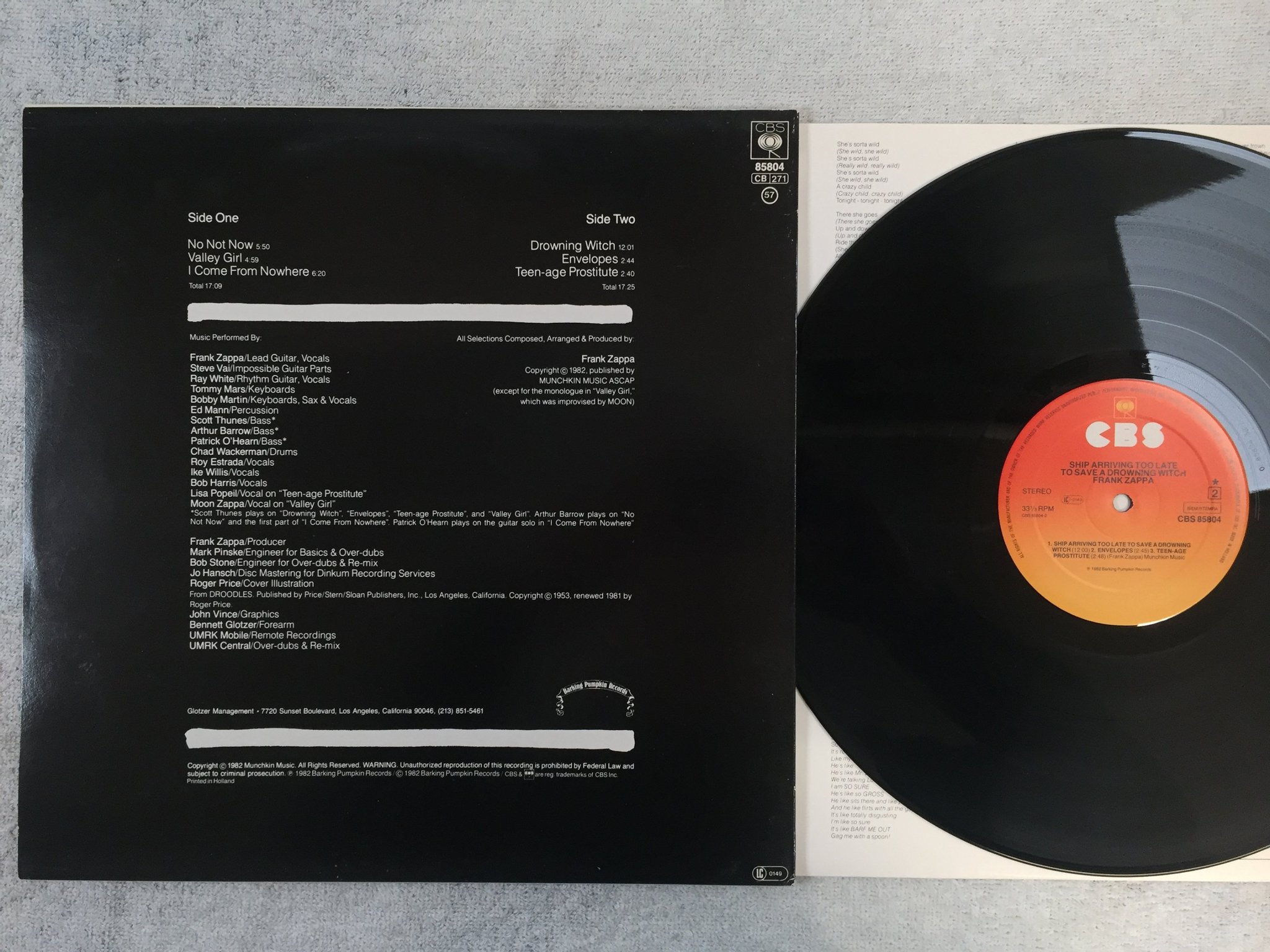 Omslagsbild för skivan FRANK ZAPPA ship arriving to late... LP -82 Hol CBS 85804