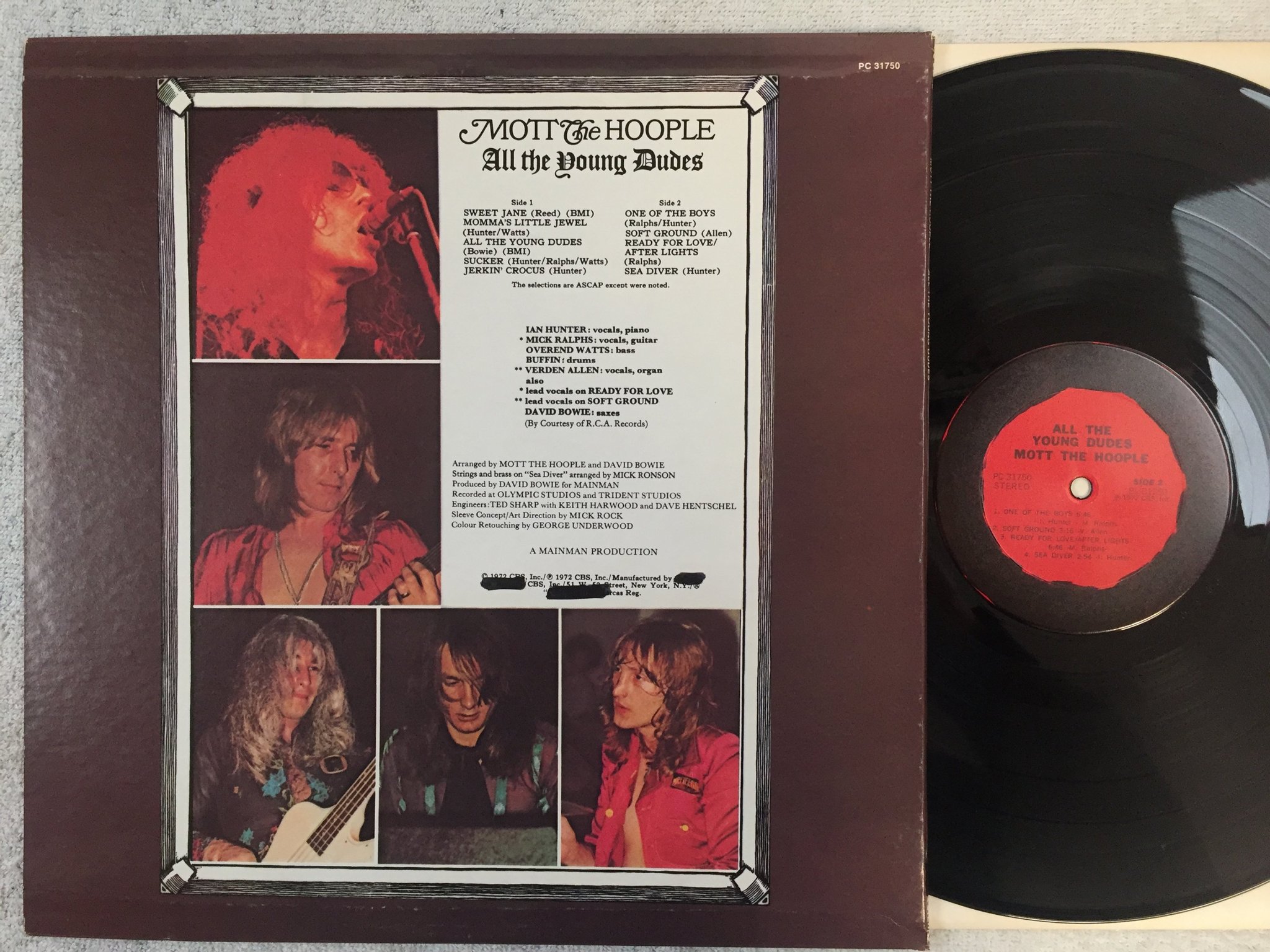 Omslagsbild för skivan MOTT THE HOOPLE all the young dudes LP -72 US COLUMBIA PC 31750
