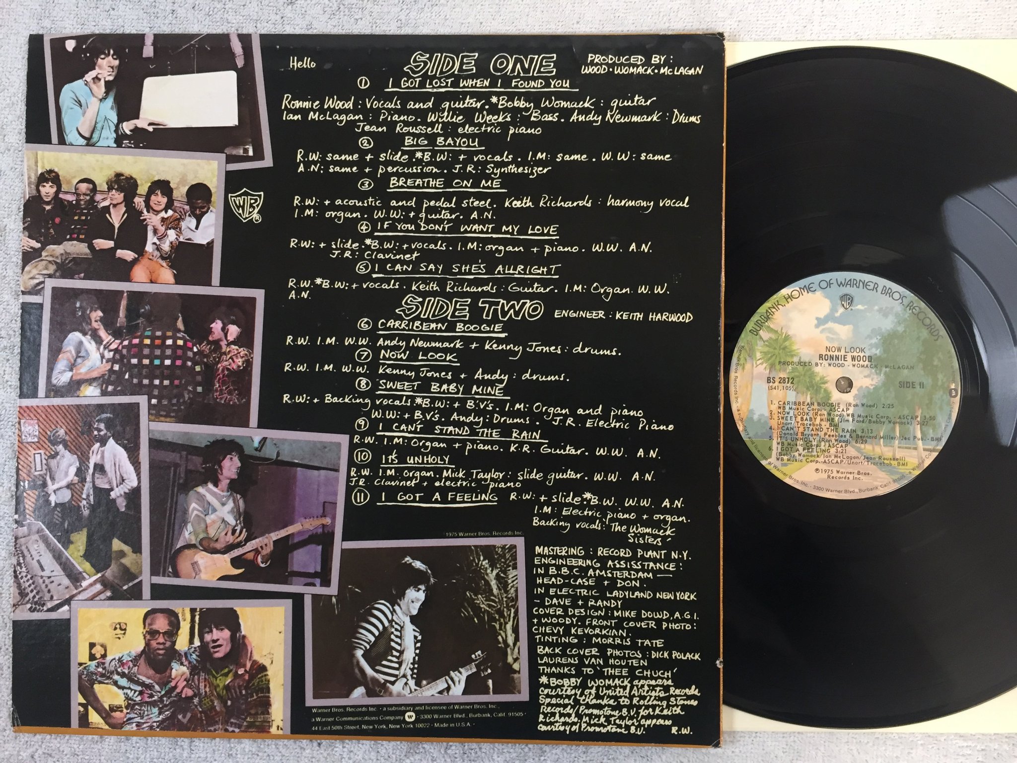 Omslagsbild för skivan RONNIE WOOD now look LP -75 US WARNER BROS BS 2872 