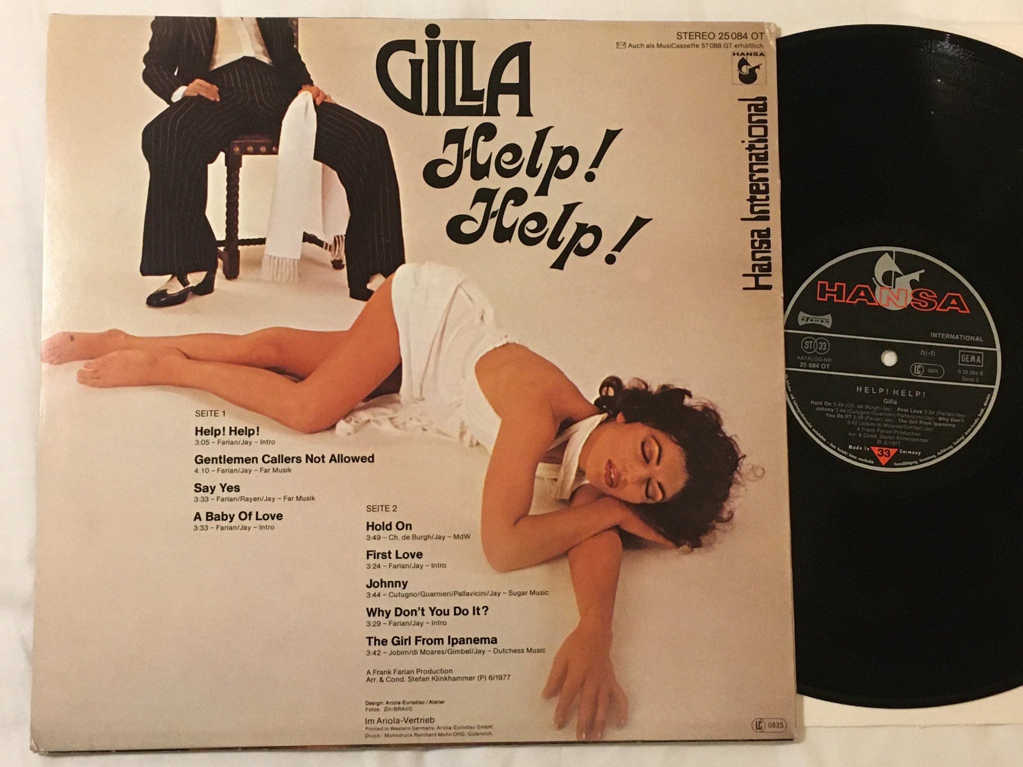 Omslagsbild för skivan GILLA help! help! LP -77 Ger HANSA 25 084 OT euro disco
