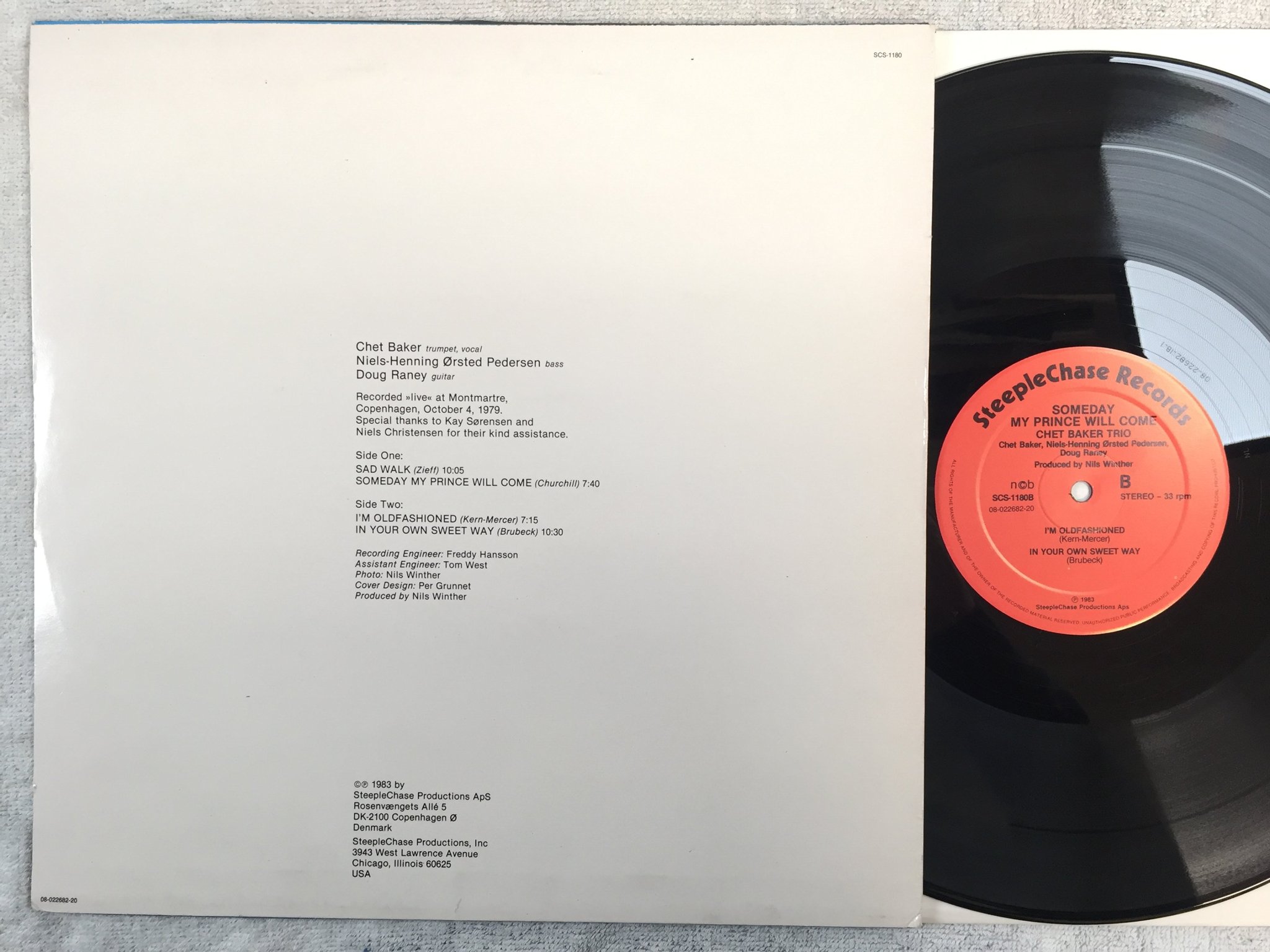 Omslagsbild för skivan CHET BAKER someday my prince will come LP -83 STEEPLECHASE SCS-1180