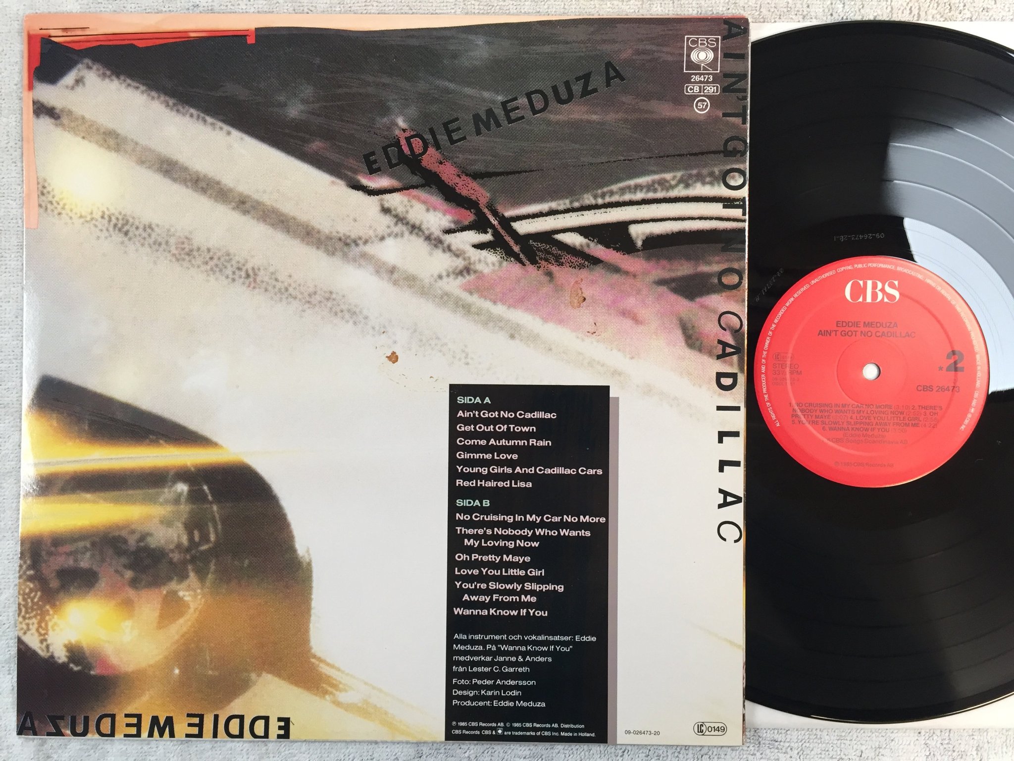 Omslagsbild för skivan EDDIE MEDUZA ain't got no cadillac LP -85 Hol CBS 26473