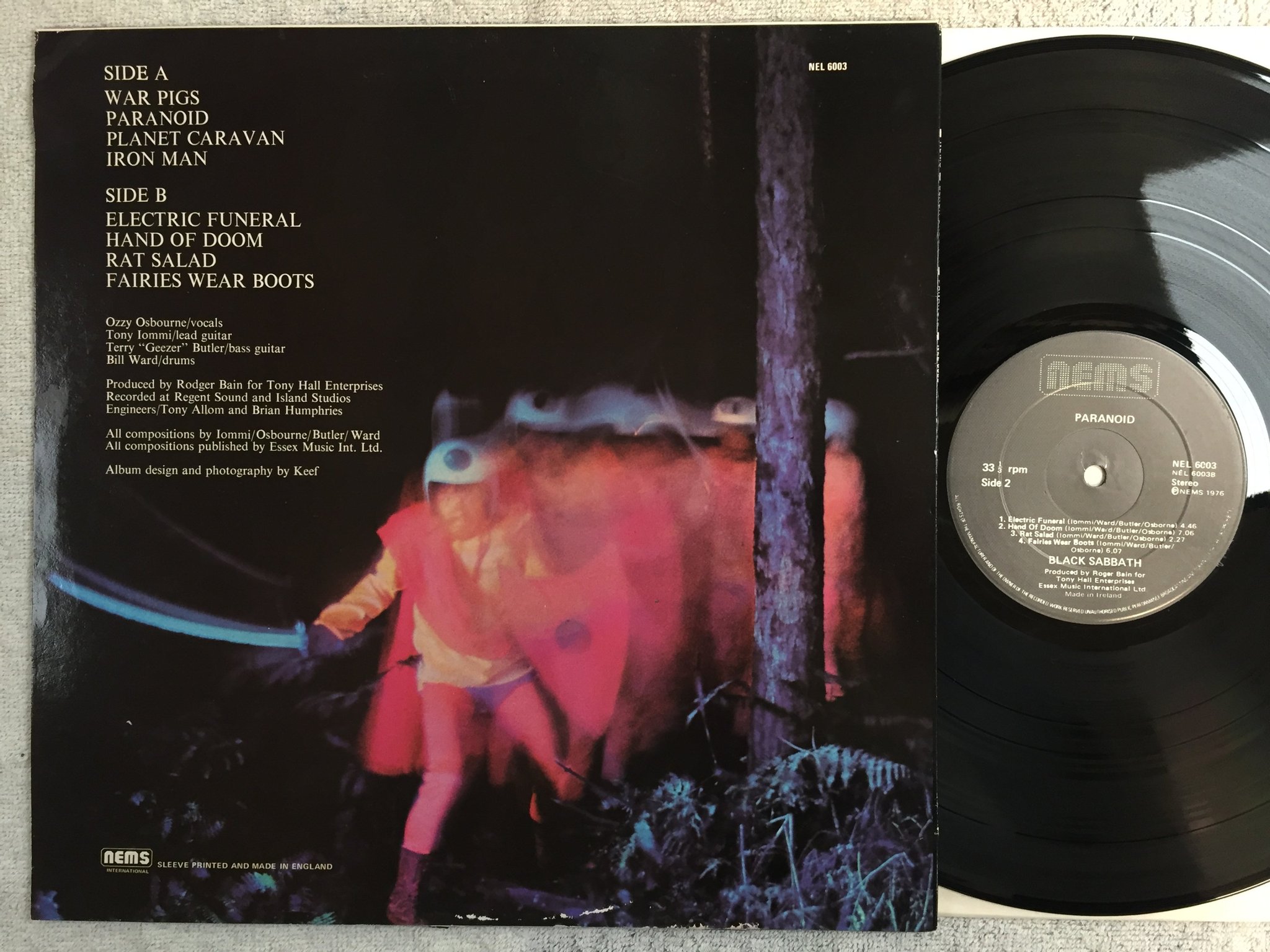 Omslagsbild för skivan BLACK SABBATH paranoid LP re NEMS NEL 6003