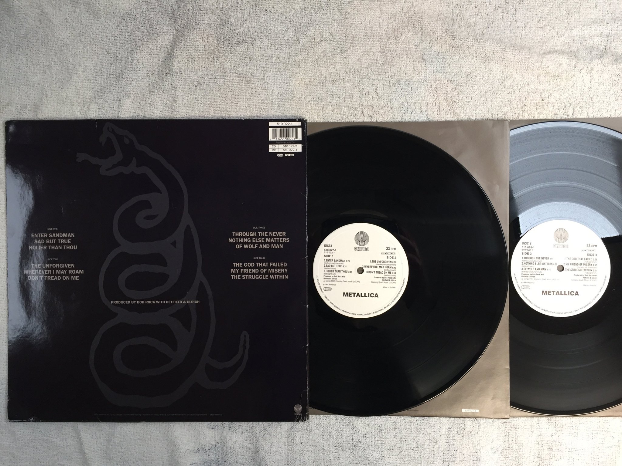 Omslagsbild för skivan METALLICA s/t 2xLP -92 eu VERTIGO 510 022-1