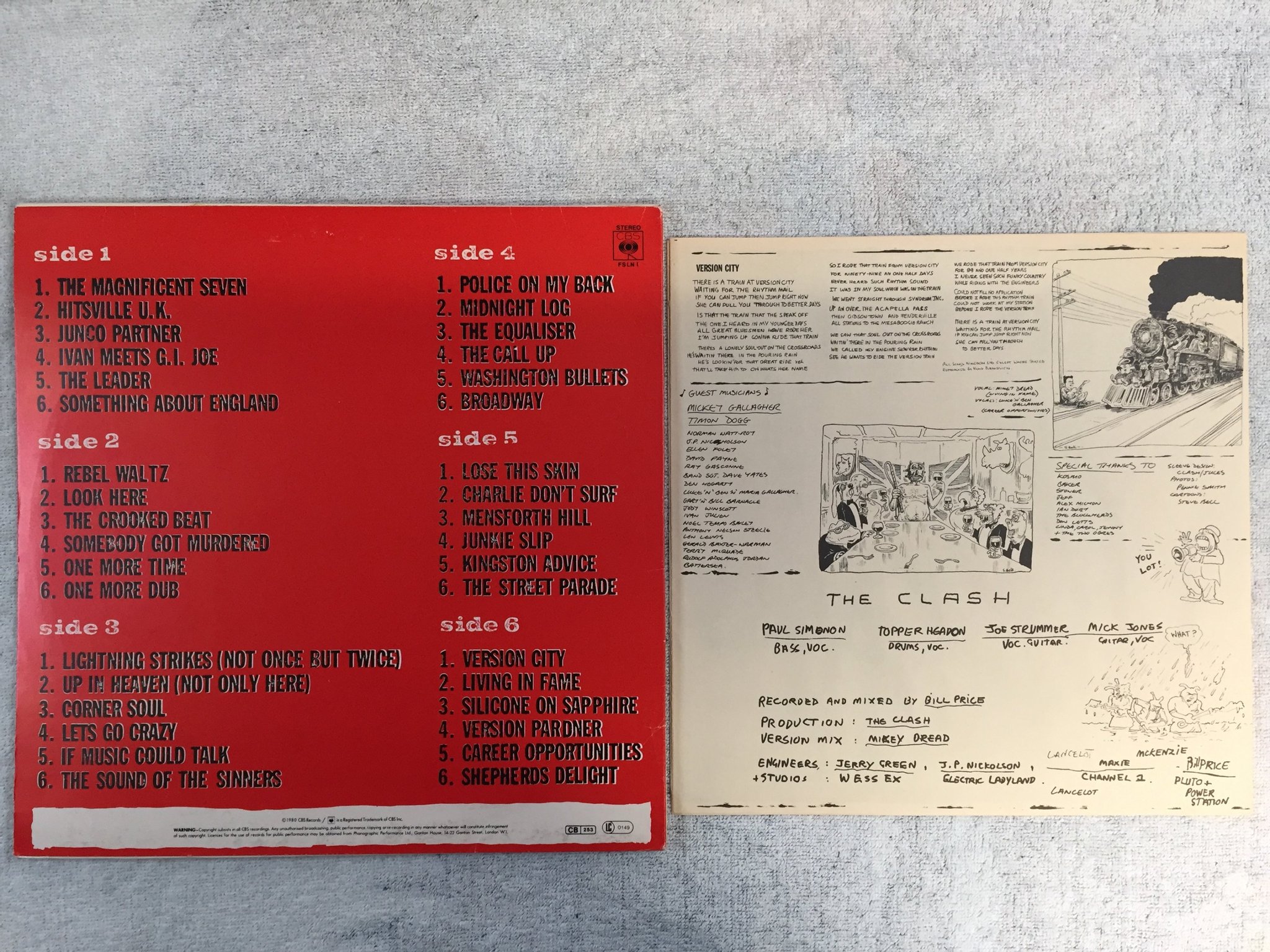Omslagsbild för skivan THE CLASH sandinista! 3xLP -80 UK CBS FSLN 1 