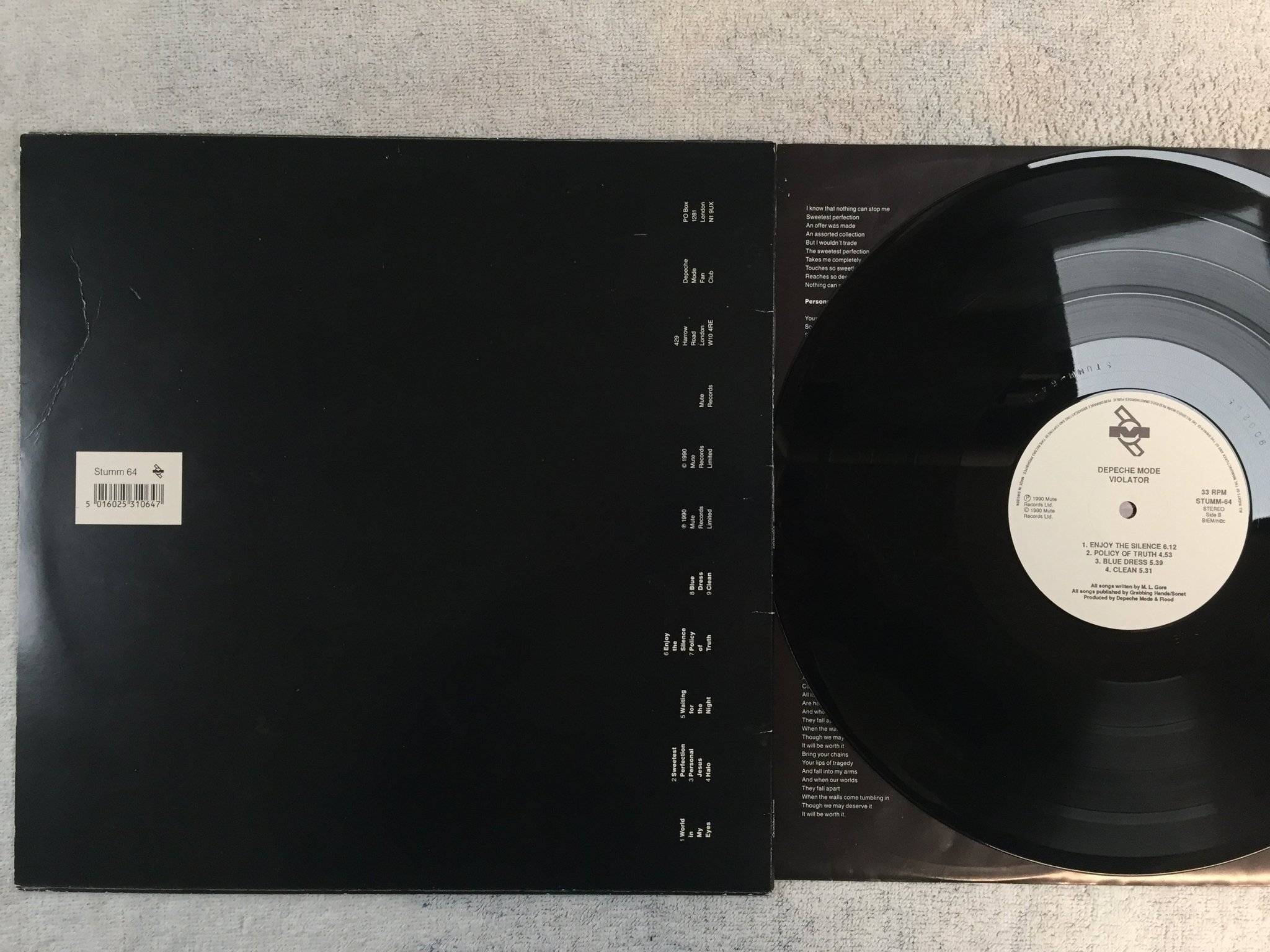 Omslagsbild för skivan DEPECHE MODE violator LP -90 ncb MUTE STUMM-64 