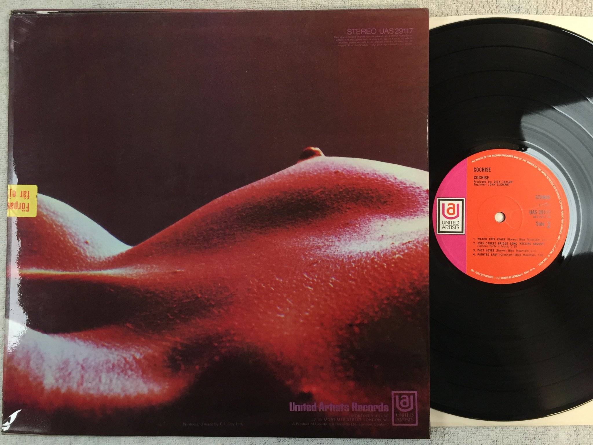 Omslagsbild för skivan COCHISE s/t LP -70 UK UNITED ARTISTS UAS 29117