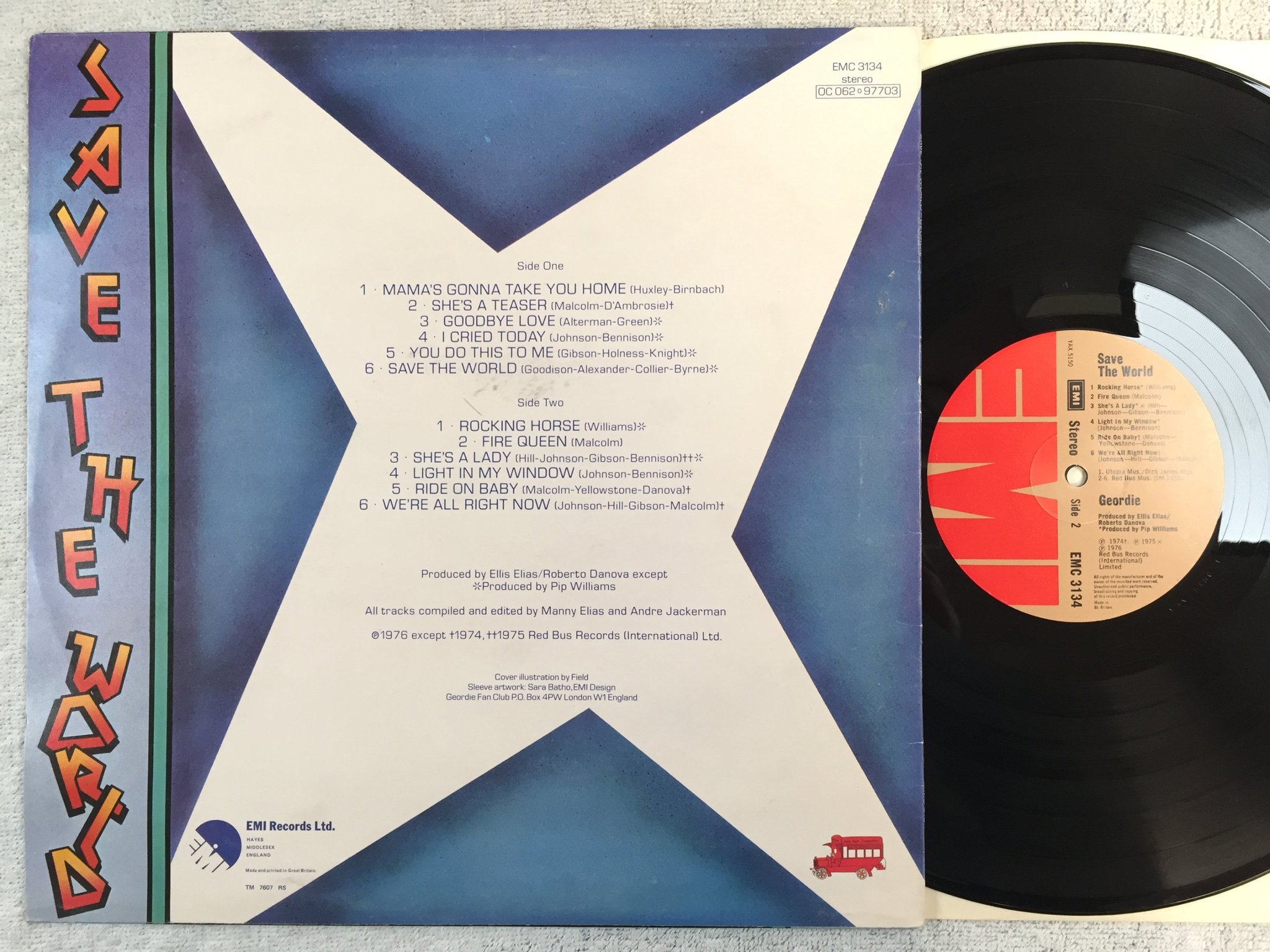 Omslagsbild för skivan GEORDIE save the world LP UK EMI EMC 3134