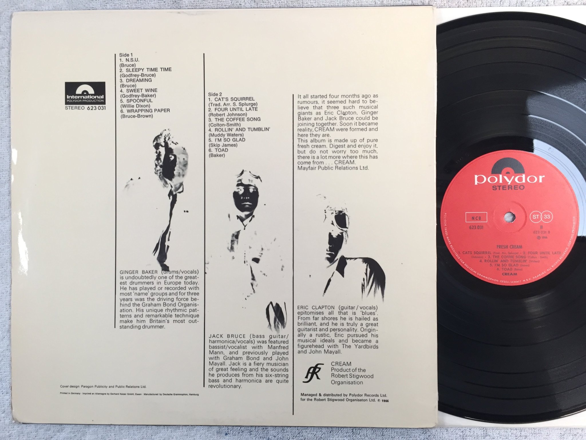 Omslagsbild för skivan CREAM fresh cream LP -66 ncB POLYDOR 623 031